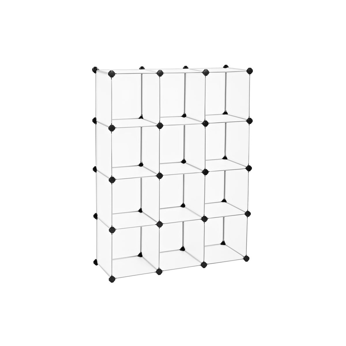 Set of 12 Plastic Cubes Storage Organizer - White - 12.2”D x 36.6”W x 48.4”H