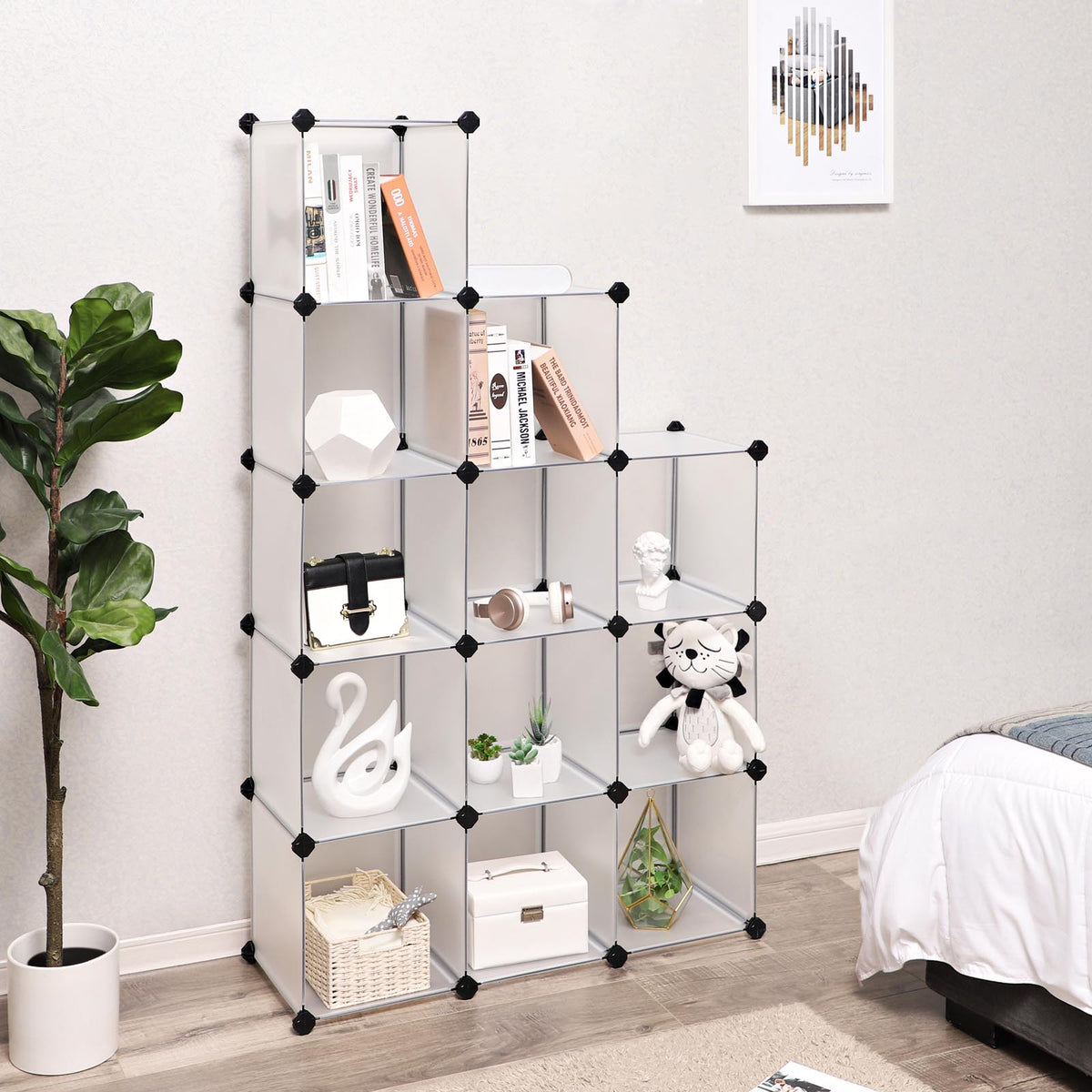 Plastic Cube Storage Organizer - Modular - Set of 12
