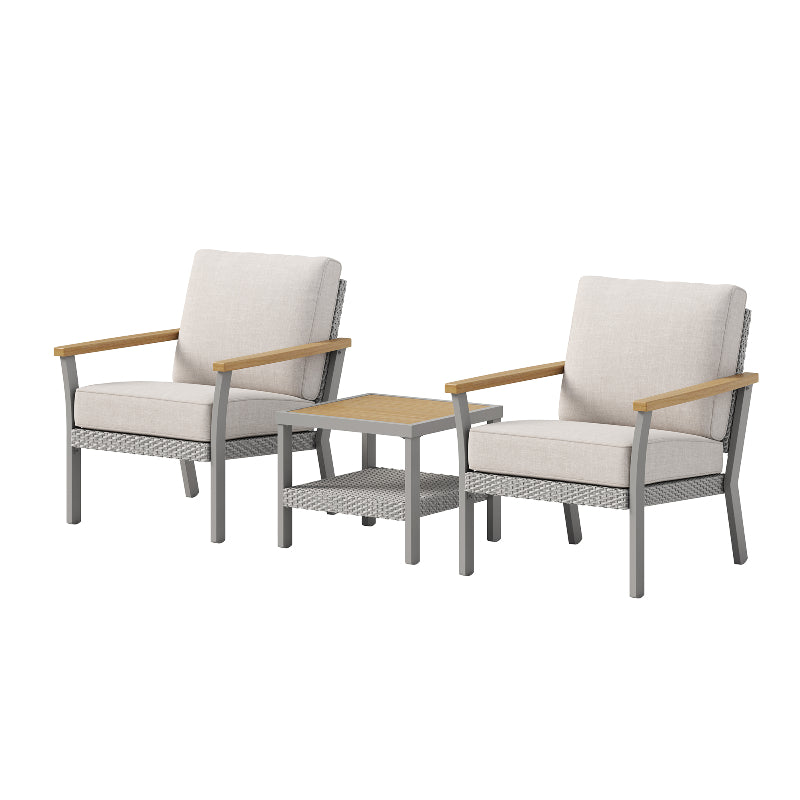 Sencillo Collection - 3 Piece Patio Furniture Set - 2 Lounge Chairs and 1 Coffee Table