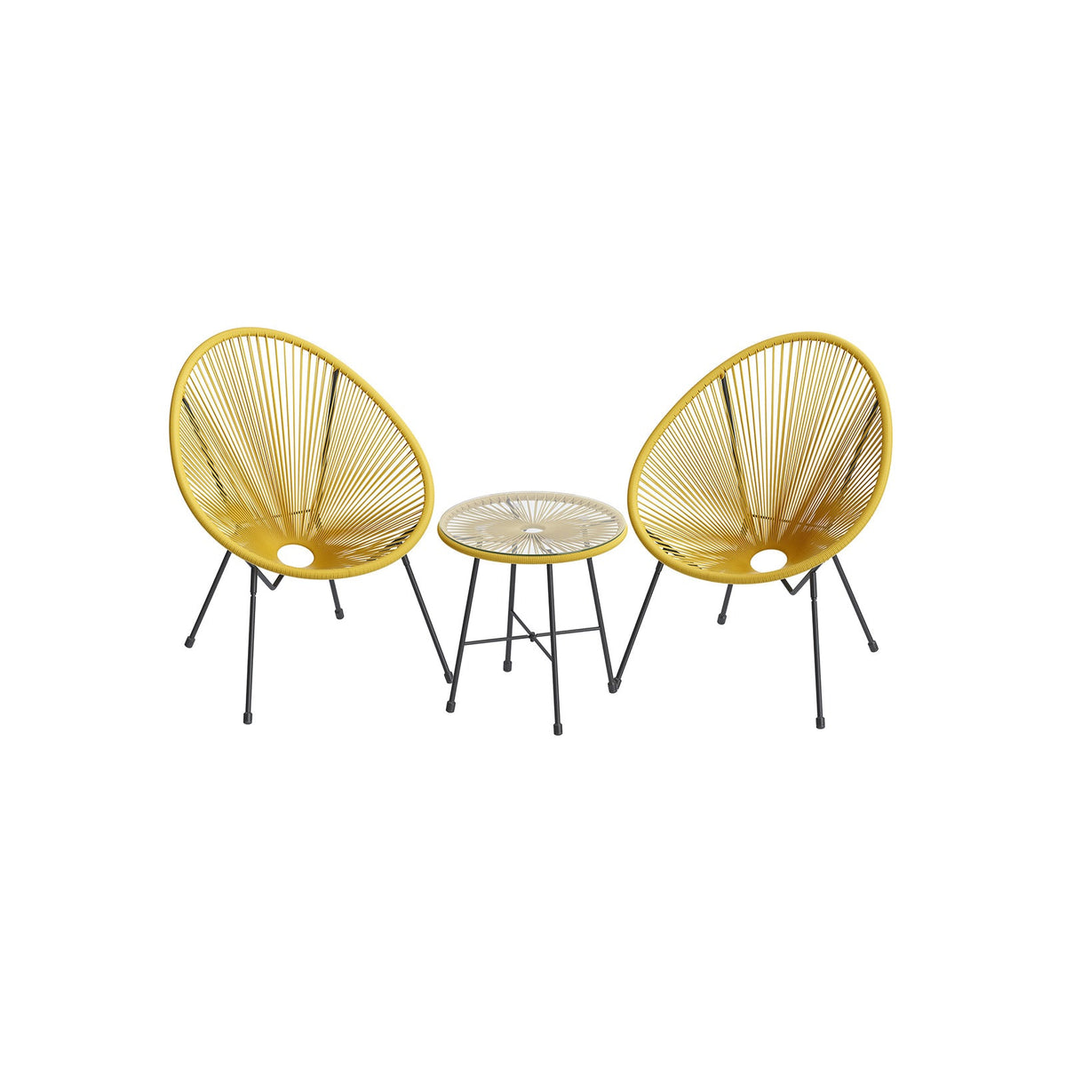 3-piece patio set with acapulco chairs and glass table - patio - garden furniture set