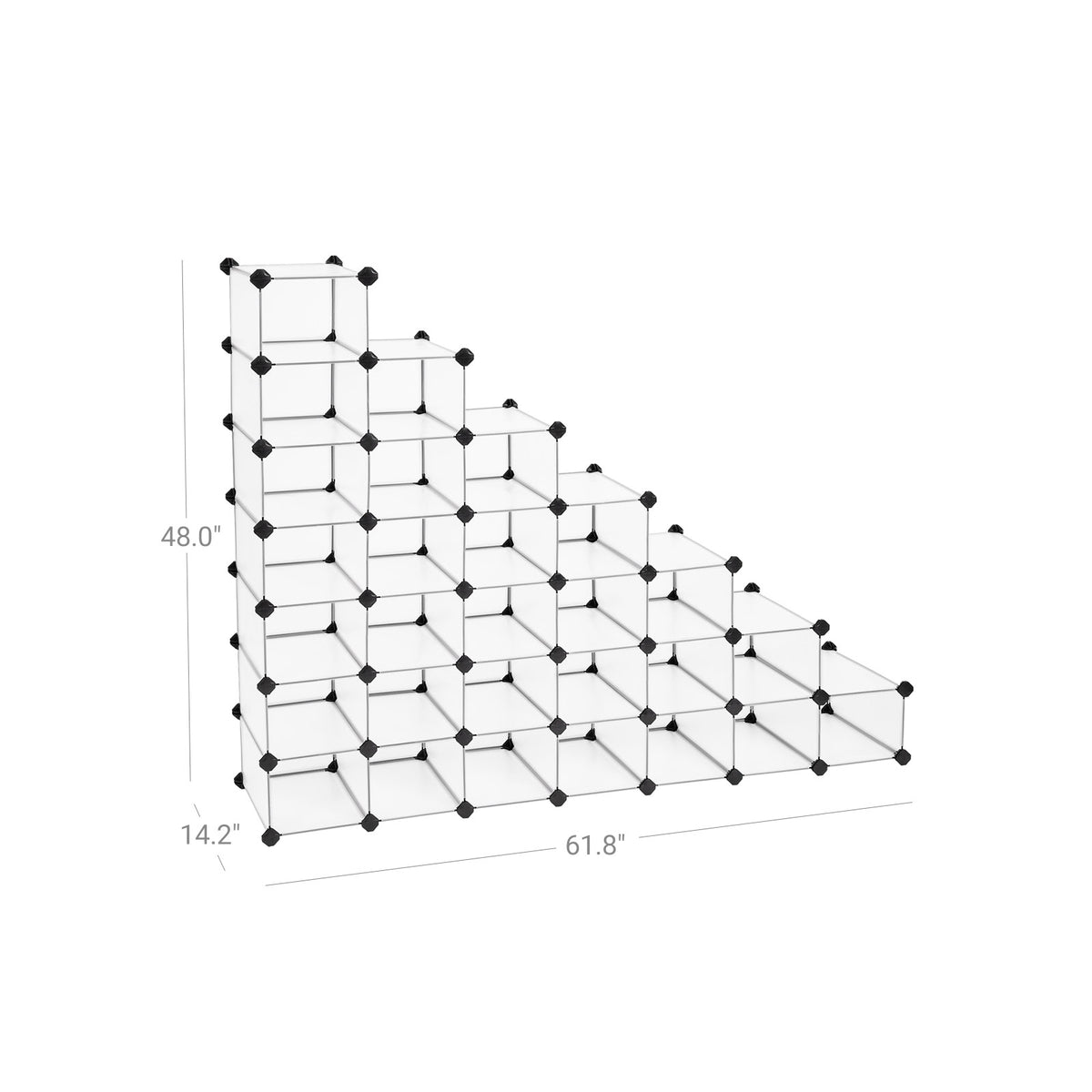 Shoe Rack - 16-Cube - 12 x 35.1 x 27.2 Inches - Transparent