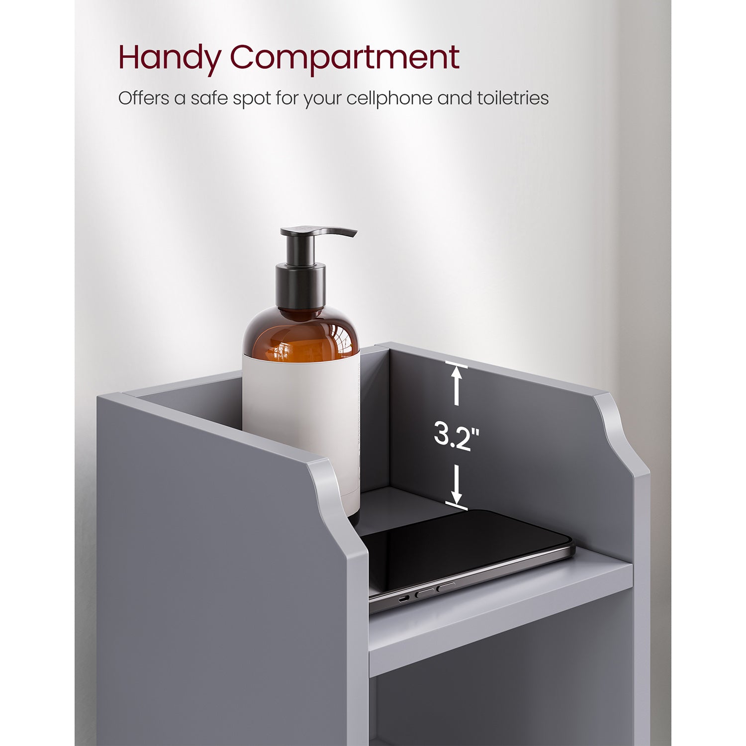 Small Bathroom Storage Corner Floor Cabinet with Door and Shelves - Mystic Gray