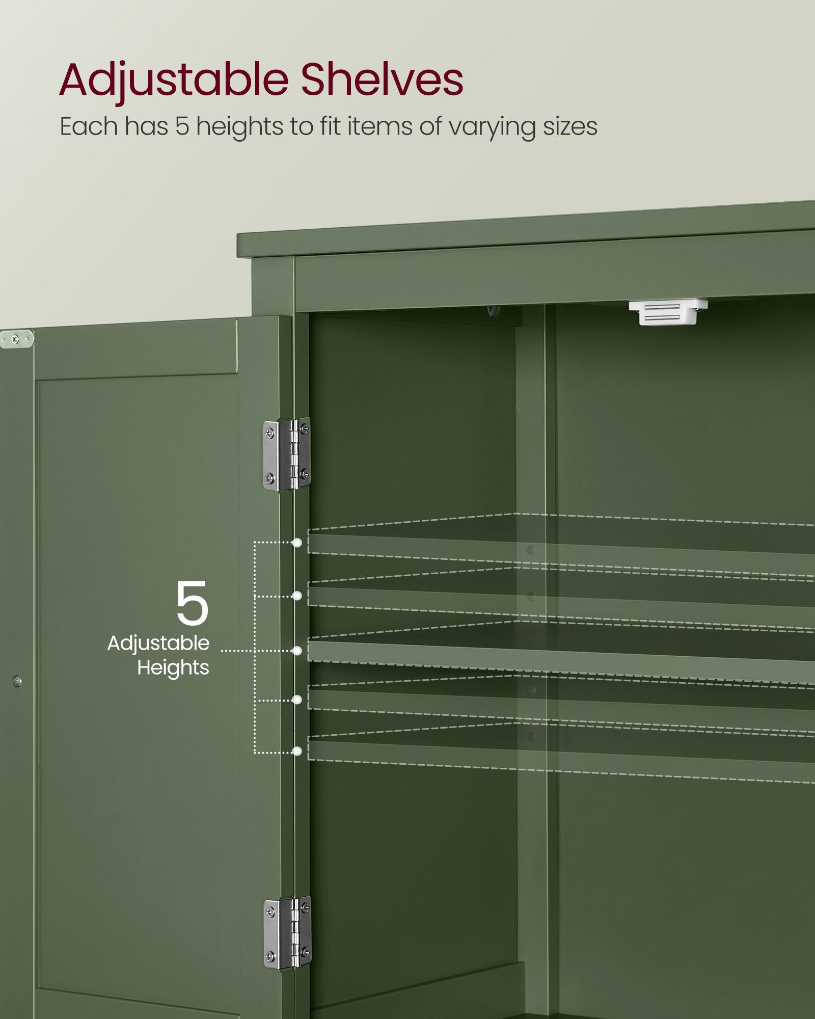 Bathroom Floor Storage Cabinet with 4 Doors - Forest Green