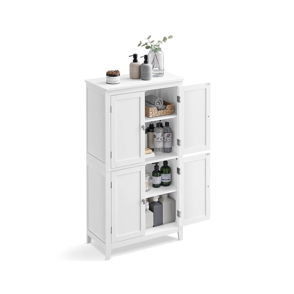 Bathroom Floor Storage Cabinet with 4 Doors - White