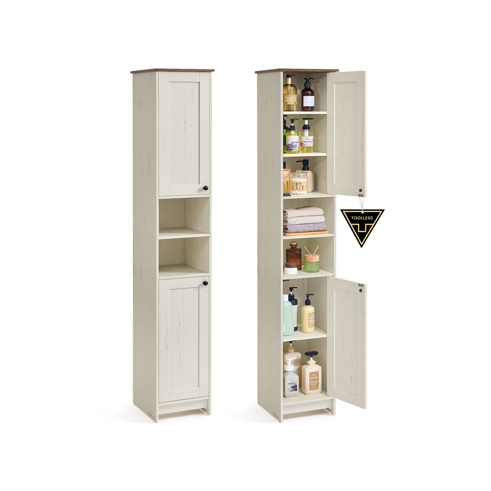 Slim Freestanding Storage Cabinet with Adjustable Shelves