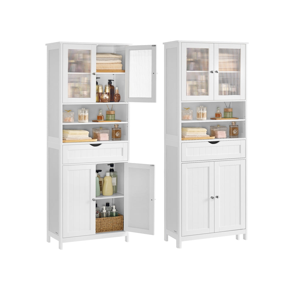 Tall Storage Cabinet - Adjustable Shelves - Drawers And Open Compartments - 67 Inch
