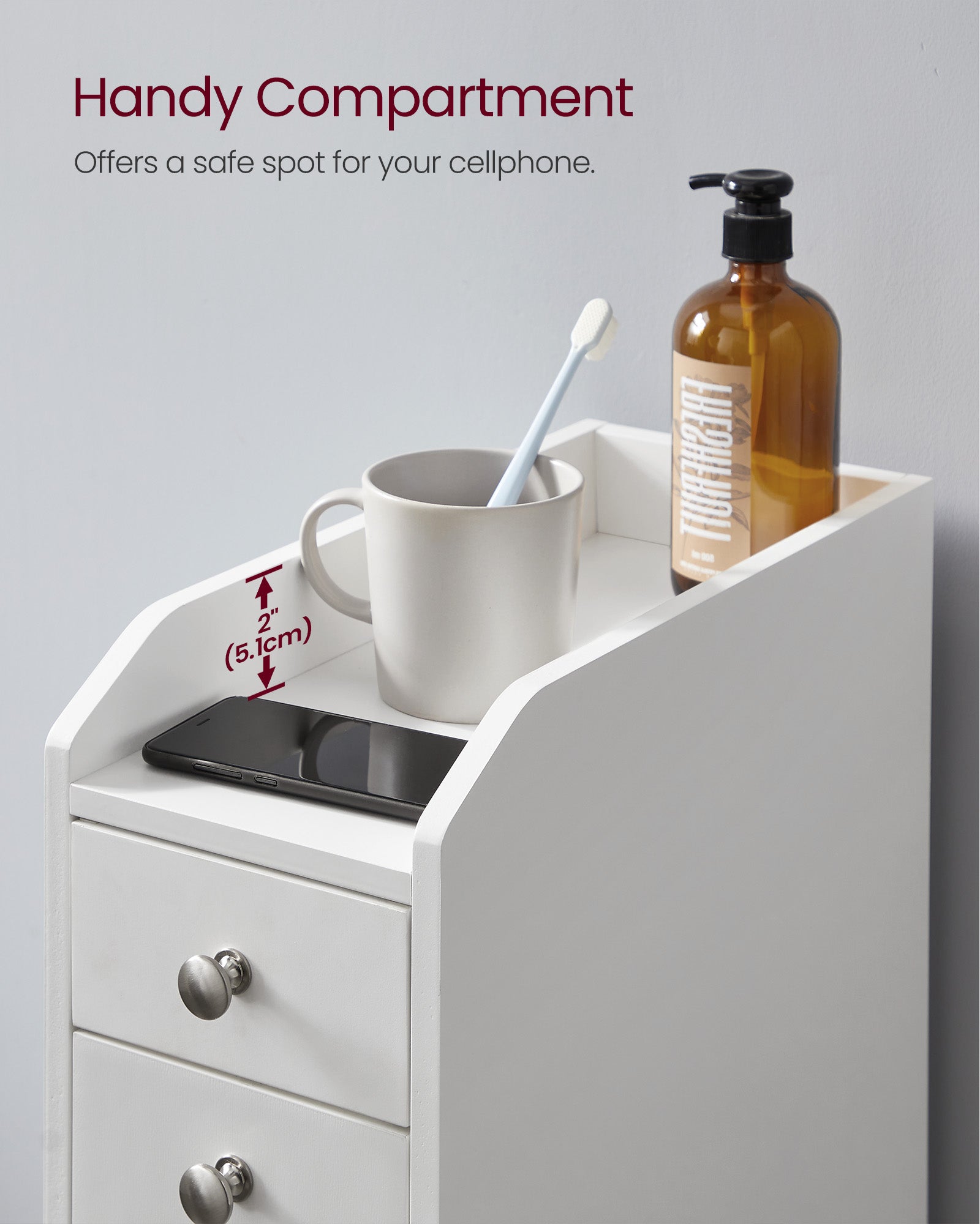 Slim Storage Cabinet - Narrow Storage Organizer with Slide Out Drawers