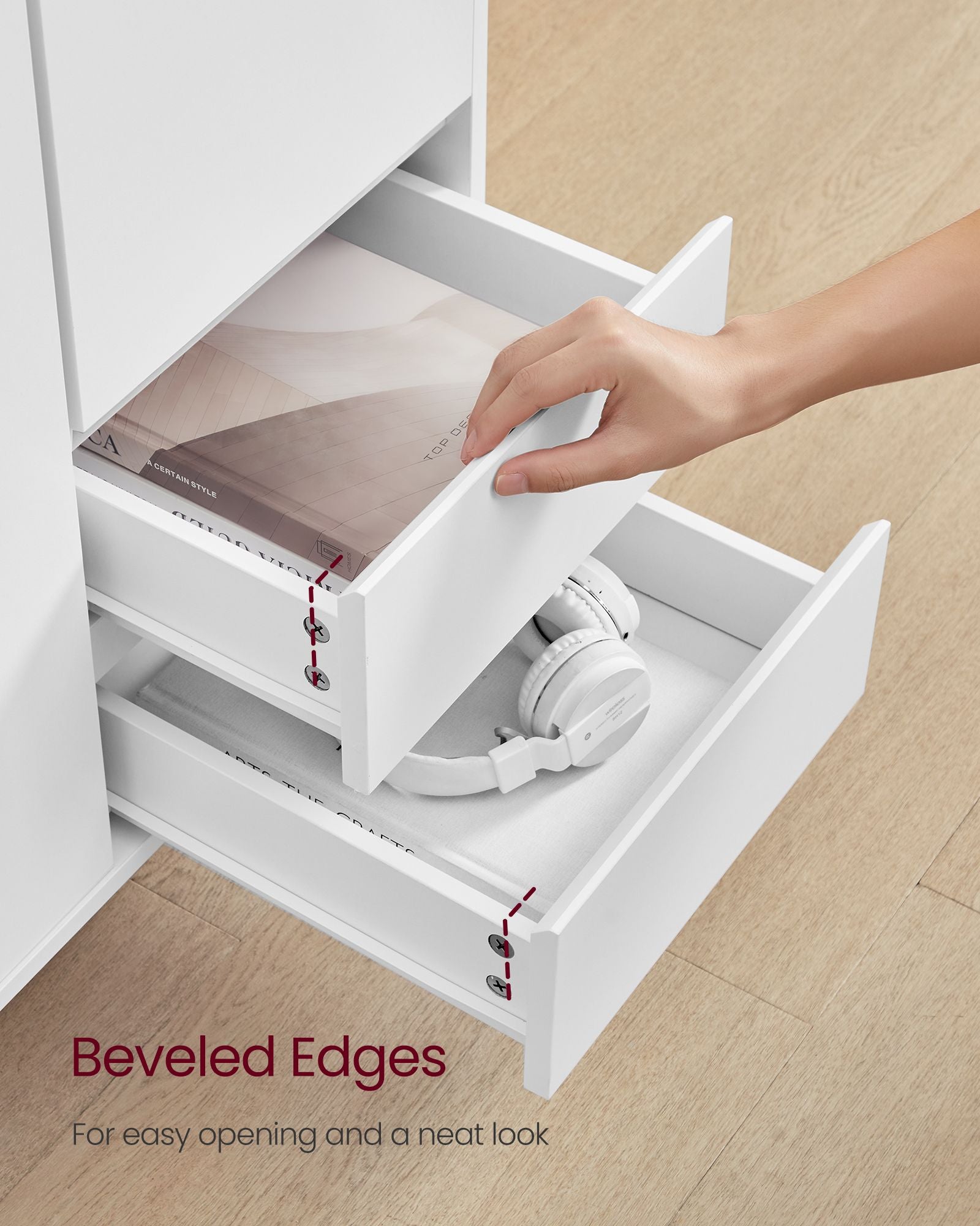 Sideboard - Buffet Cabinet with 2 Drawers - 2 Compartments with Doors and Height Adjustable Shelves