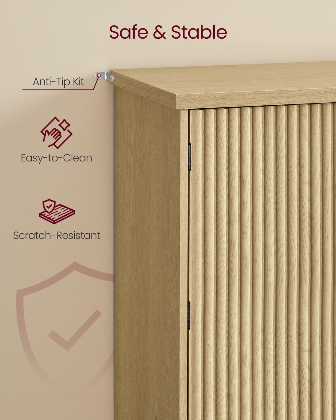 Pantry Cabinet - 15.7 x 30 x 71.7 Inches - Freestanding Tall Cupboard Storage Cabinet with a Drawer - Oak Beige