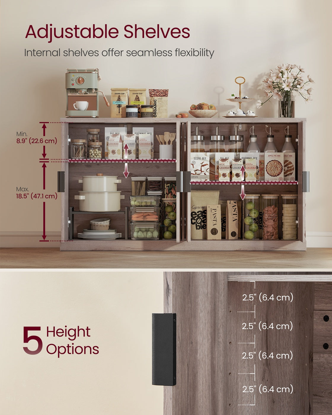 MAXE Collection - Buffet Cabinet - Console Cabinet - Washed Gray
