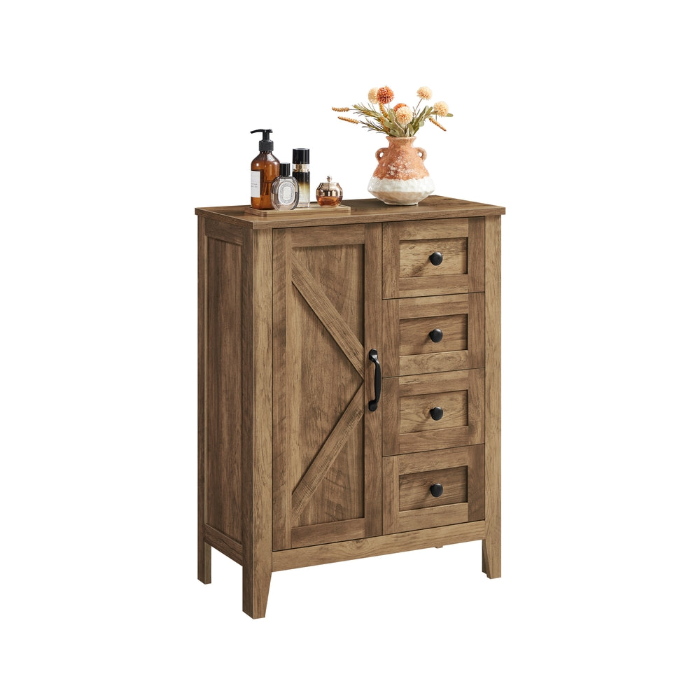 Farmhouse Bathroom Cabinet - 4 Drawers - 31 Inch - Floor Storage - Brown