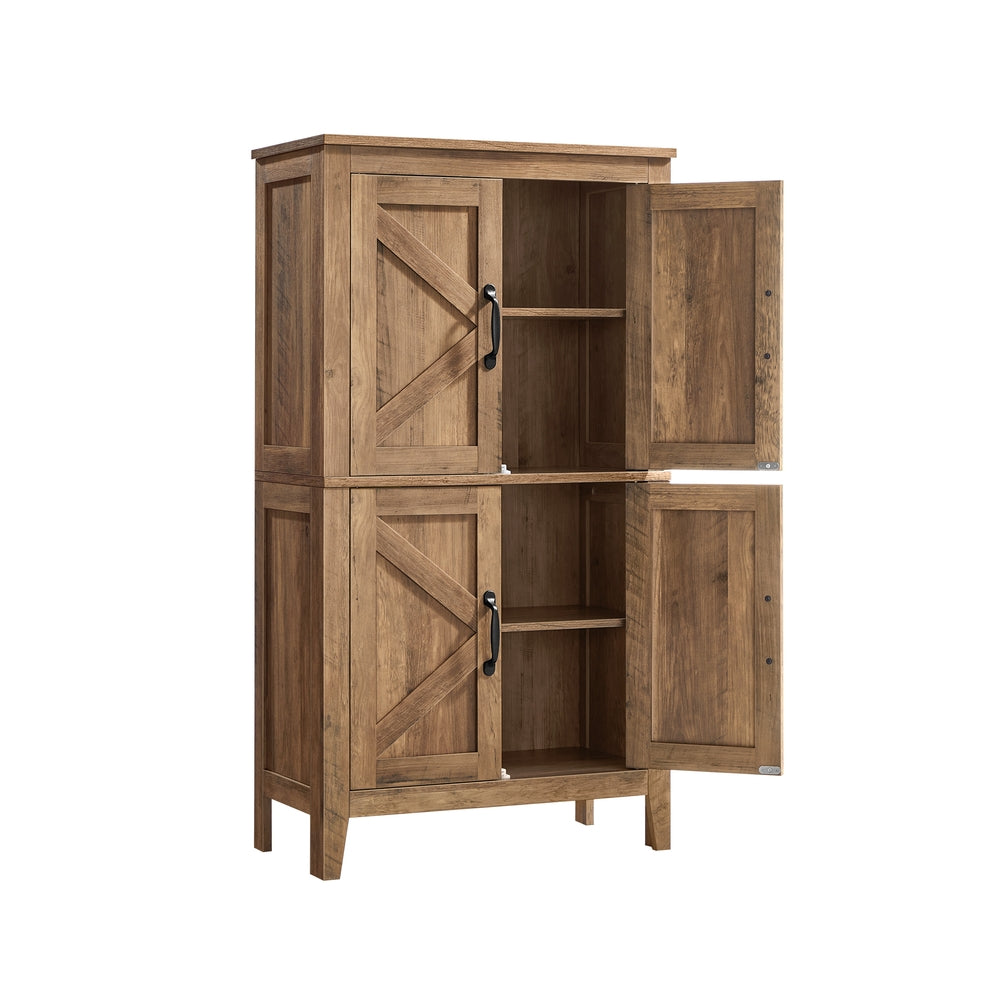 Farmhouse Storage Cabinet - Barn Doors - 43 Inch - Tall Bathroom Cabinet - Brown
