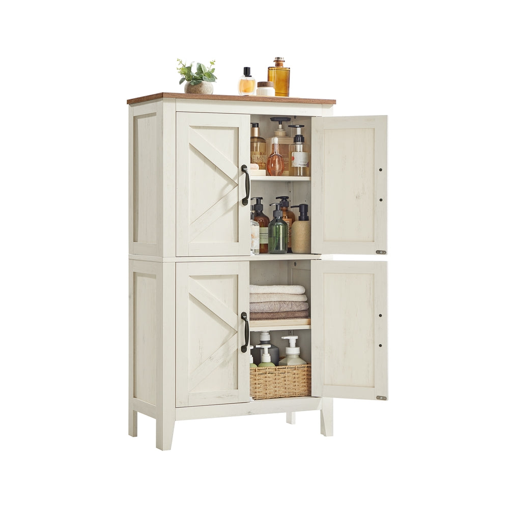 Farmhouse Storage Cabinet - Barn Doors - 43 Inch - Tall Bathroom Cabinet - White