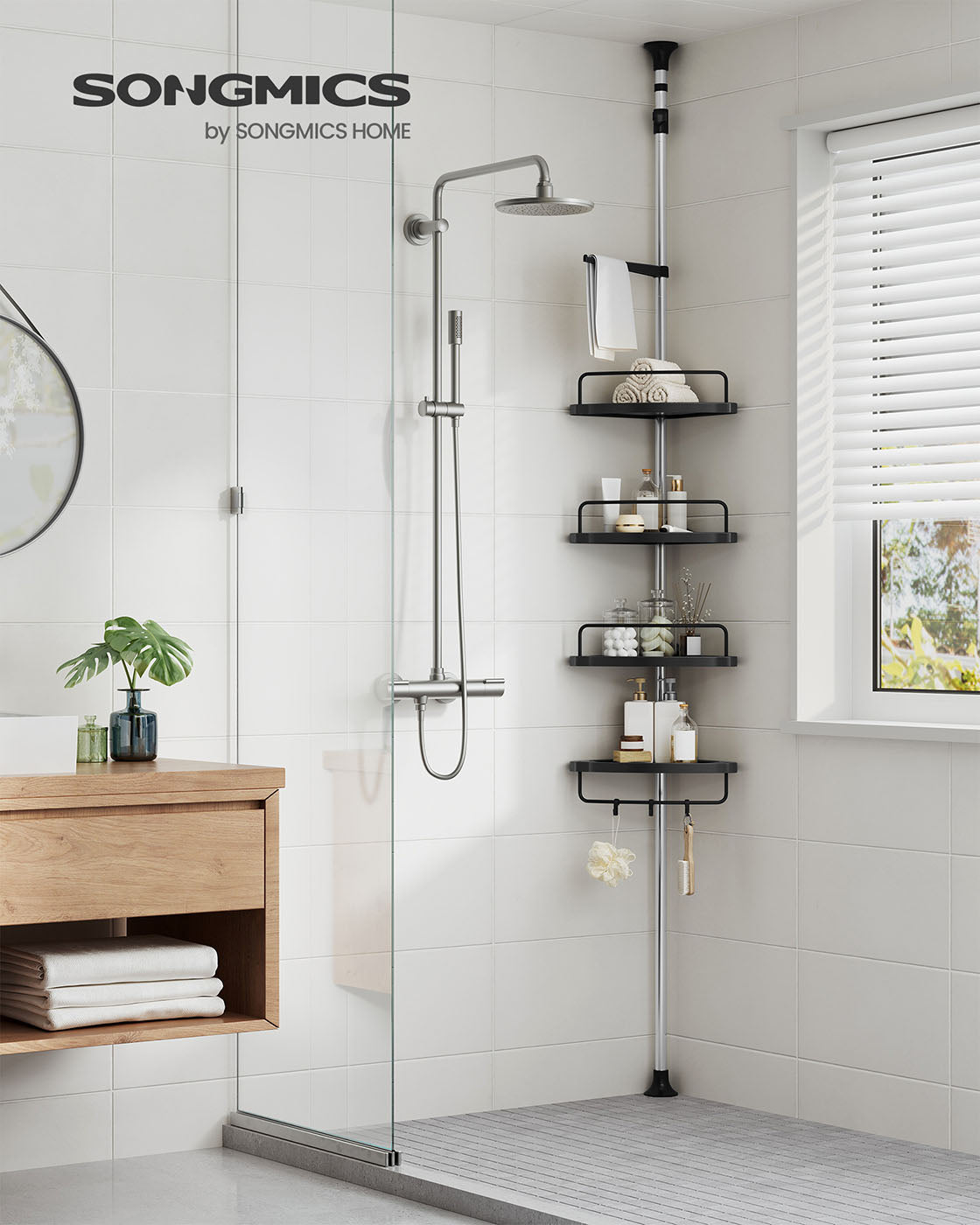 Corner Shower Caddy Tension Pole - 35.8 to 118.1 Inches