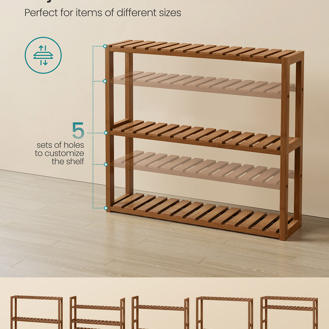 3-Tier Bamboo Bathroom Shelf - 24 Inch - Slim Storage Rack