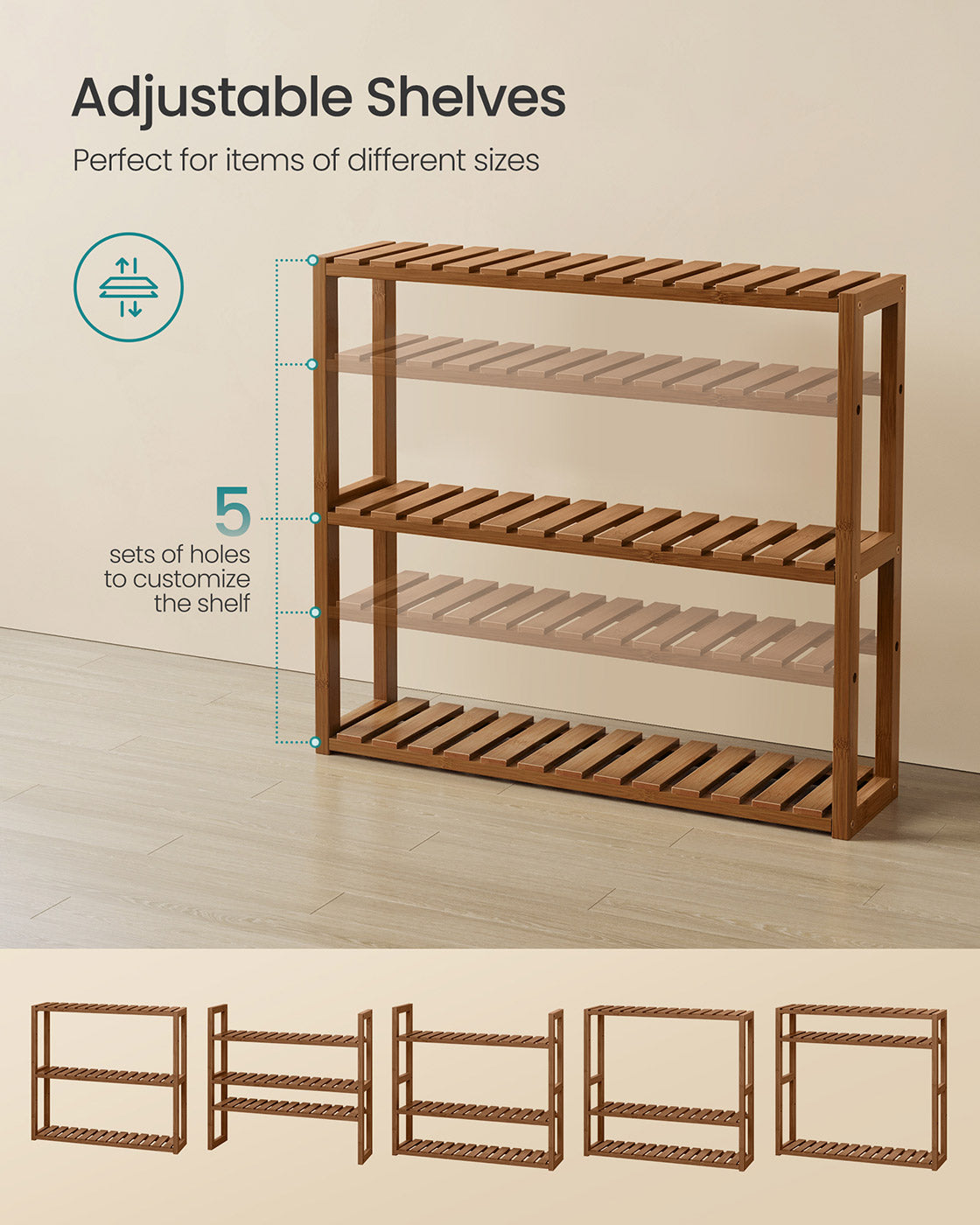 3-Tier Bamboo Bathroom Shelf - 24 Inch - Slim Storage Rack