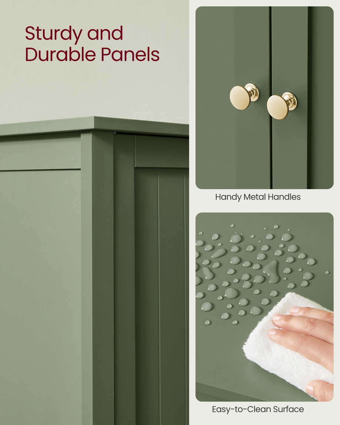 Bathroom Storage Unit with 2 Adjustable Shelves - Forest Green