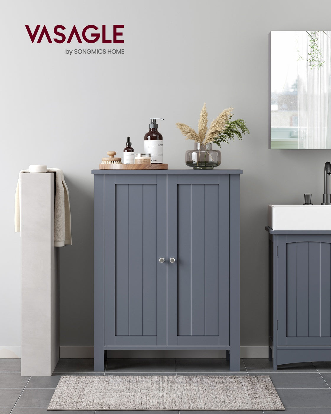 Bathroom Storage Cabinet - 2 Adjustable Shelves - Double Door