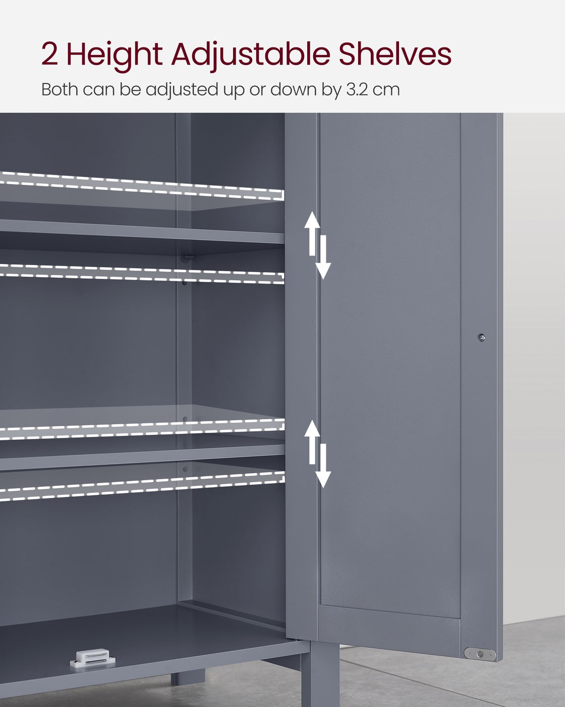 Bathroom Storage Cabinet - 2 Adjustable Shelves - Double Door