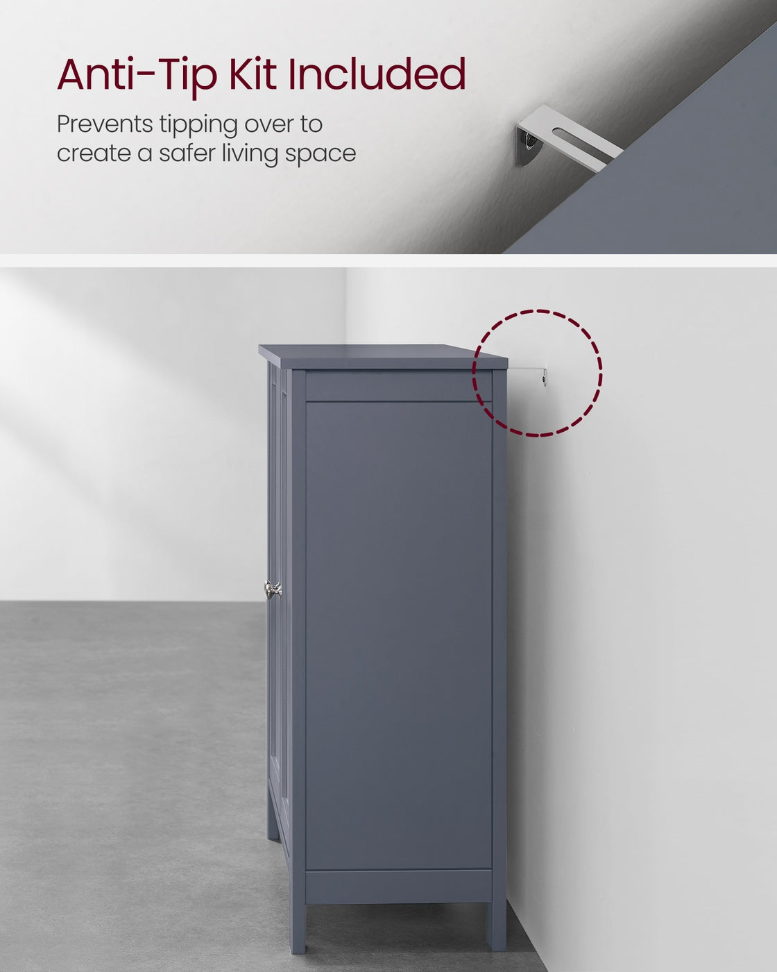 Bathroom Storage Cabinet - 2 Adjustable Shelves - Double Door