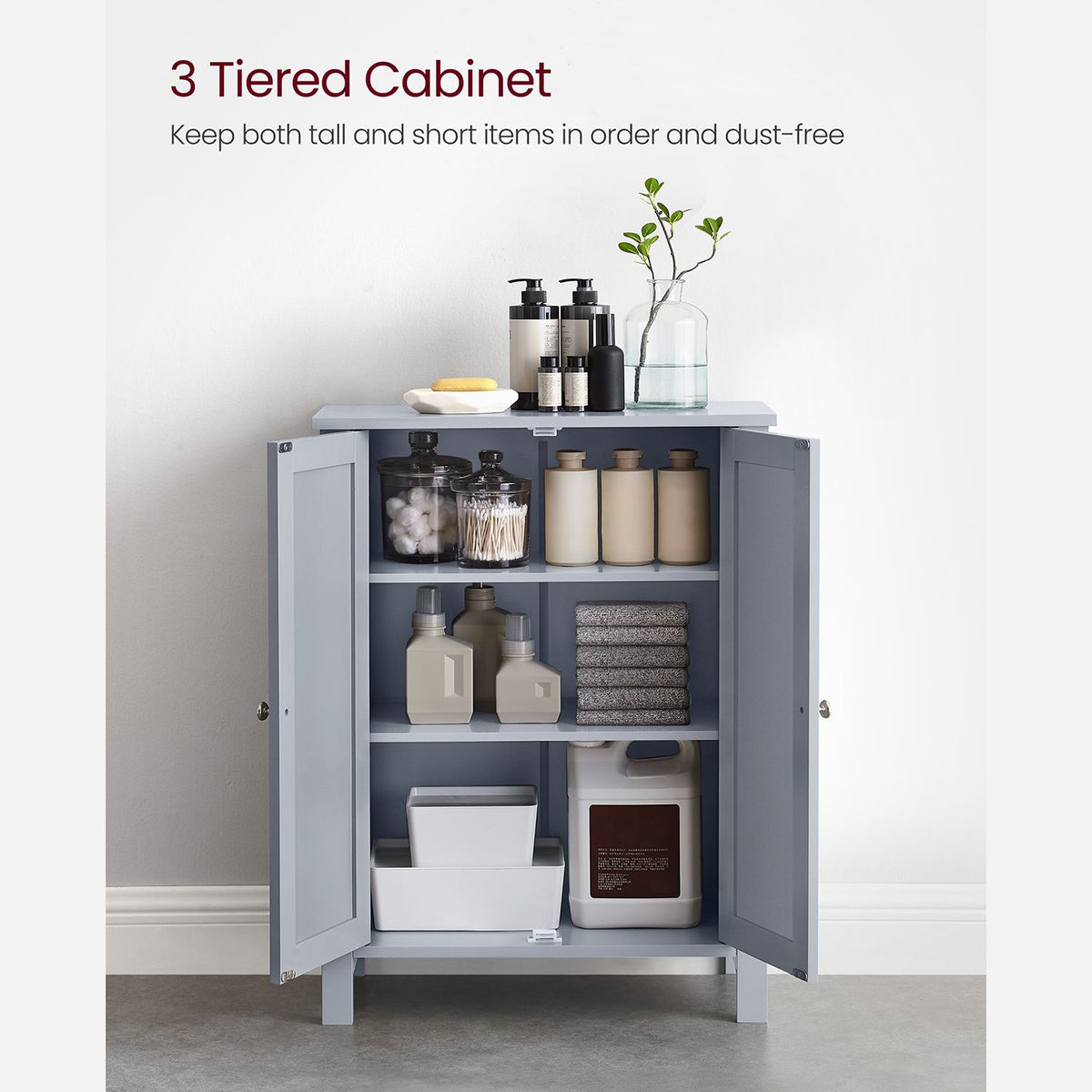 Bathroom Storage Cabinet - 2 Adjustable Shelves - Double Door