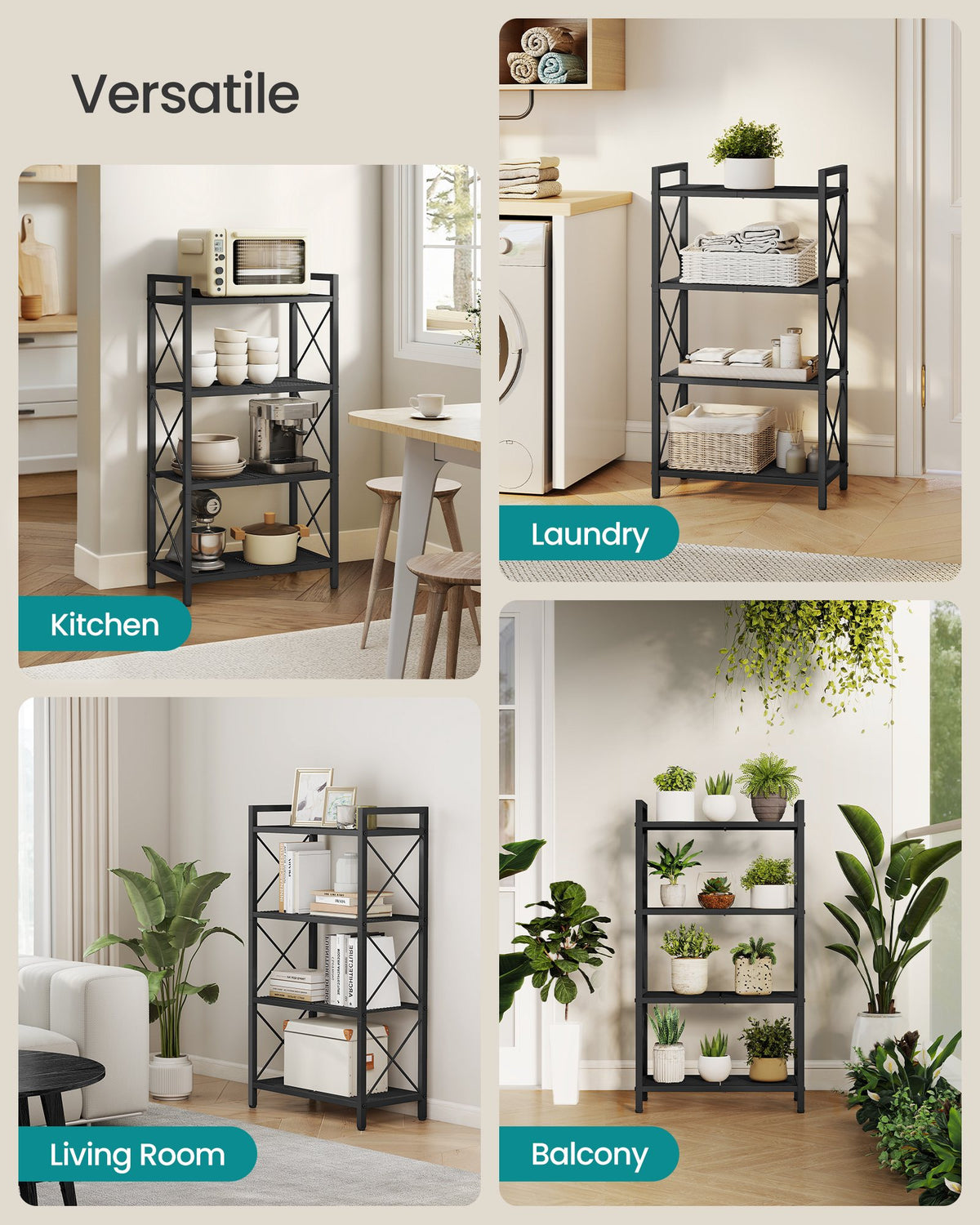 Metal Storage Shelving Unit - 5-Tier - X Side Frames - 550 lb Capacity