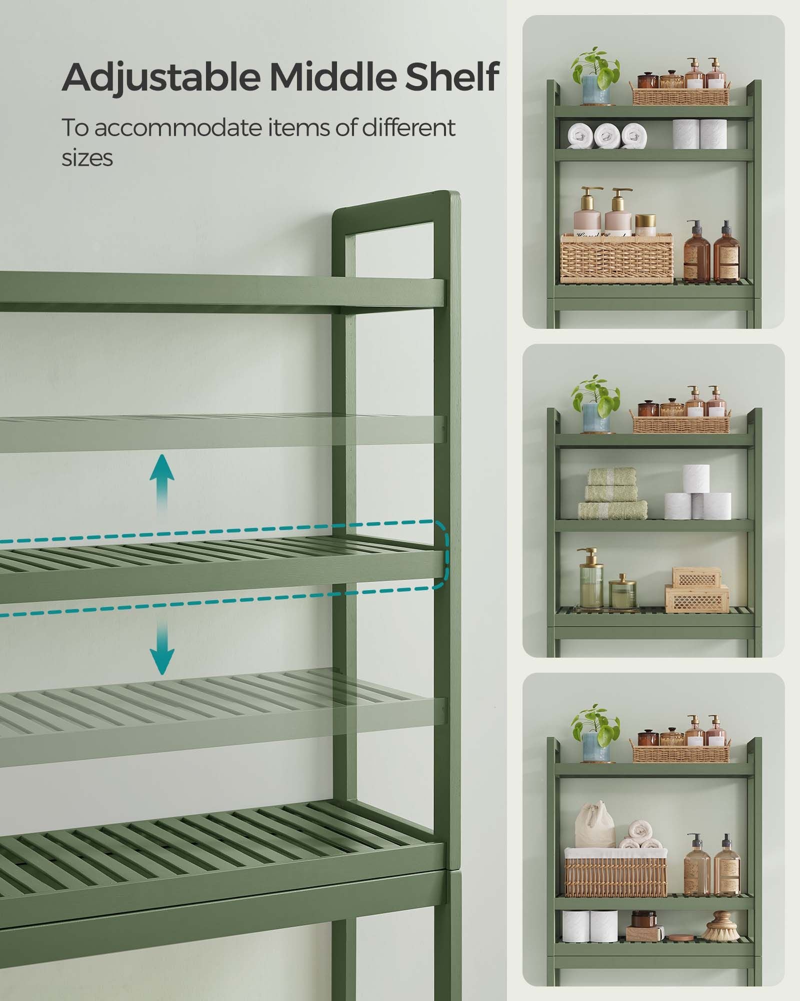 3-Tier Bamboo Bathroom Organizer Green - Forest Green