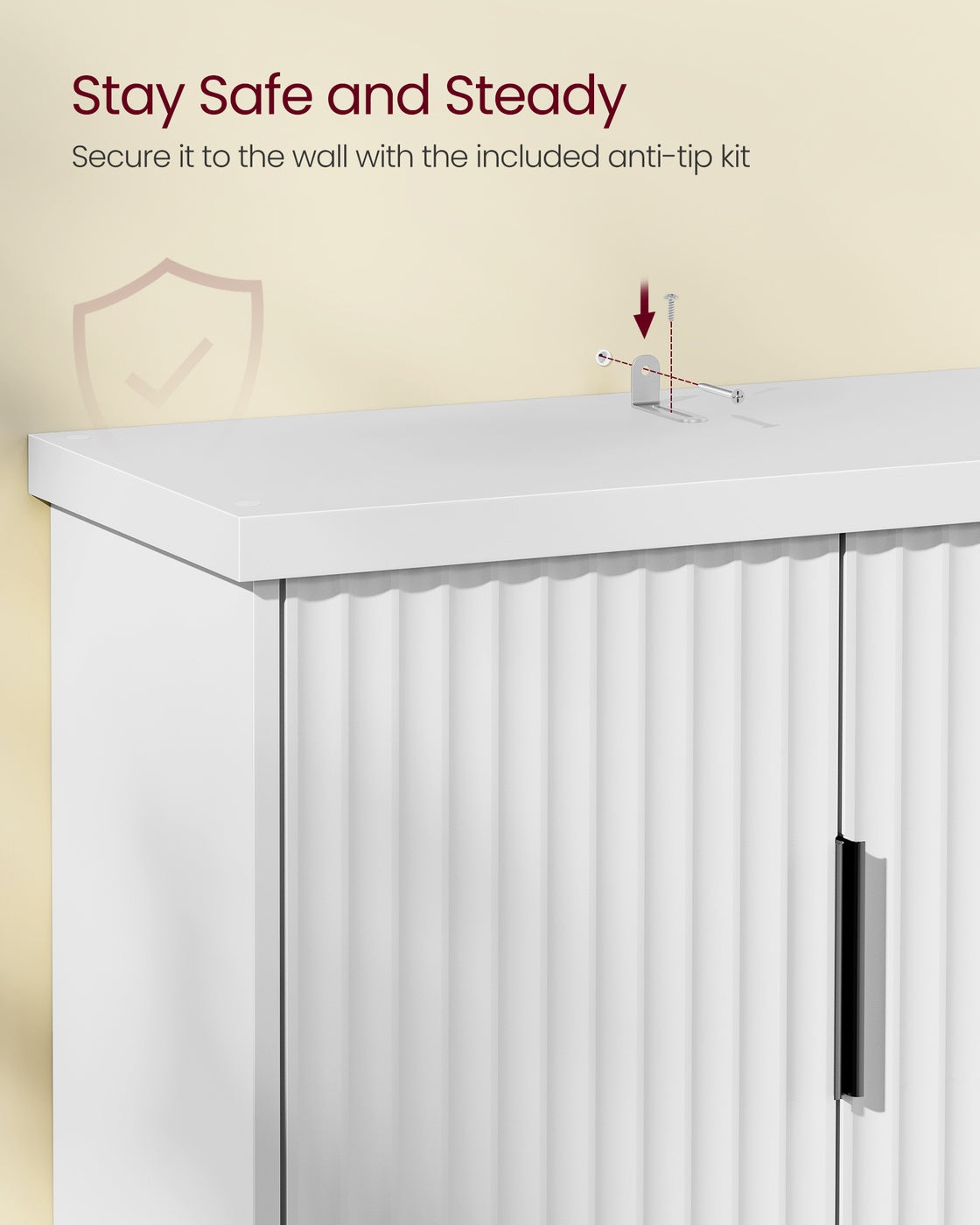 MAXE Collection - Over the Toilet Storage Cabinet - 23.6-Inch Wide Mid Century Modern - Cloud White - Cloud White