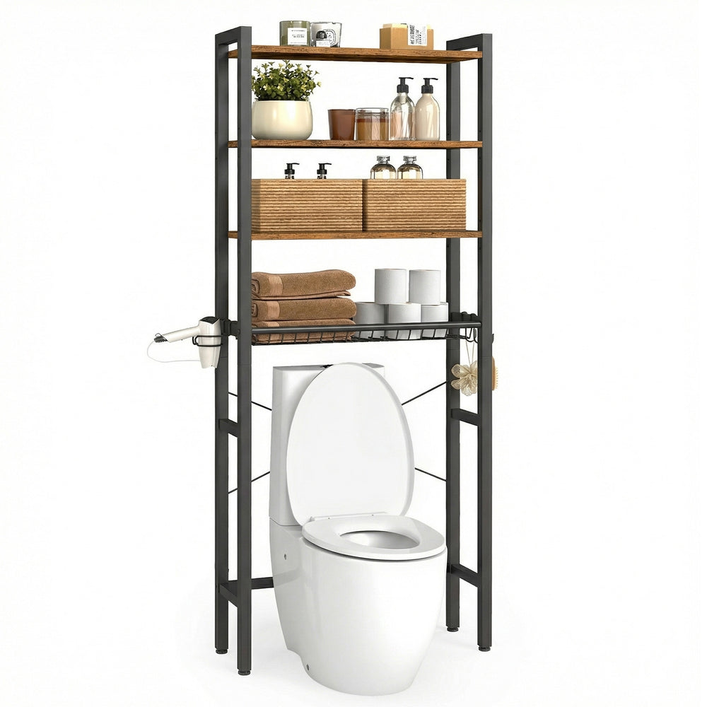 Over-The-Toilet Bathroom Organizer - Brown