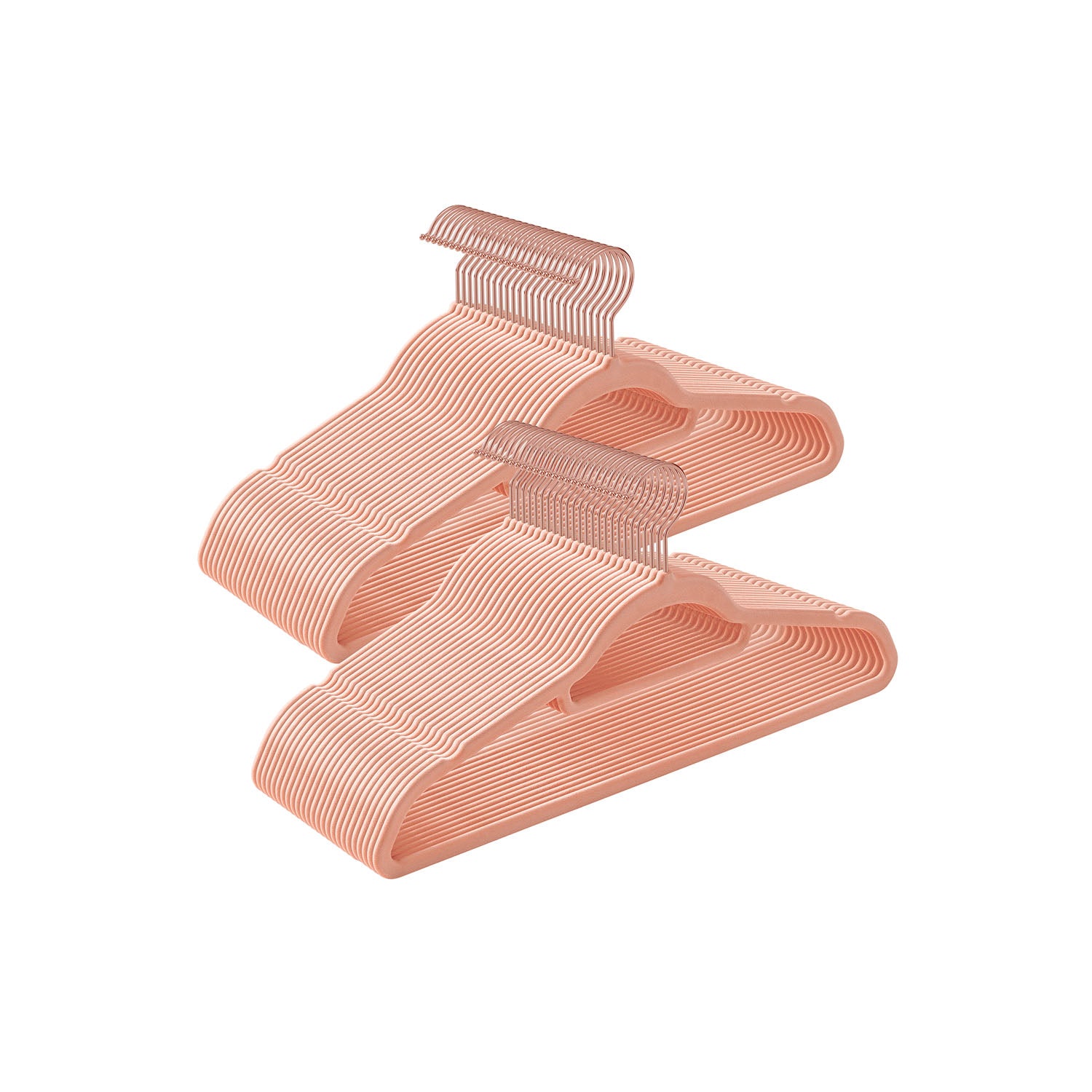 Set of 50 Clothes Hanger with Rose Gold Swivel Hook - Coral Pink
