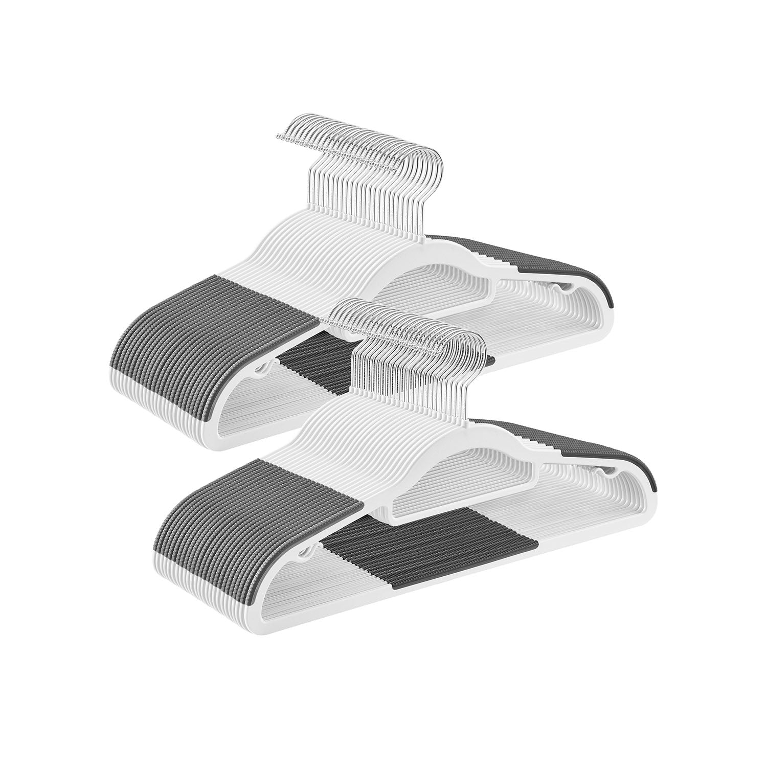 50 Pack Heavy-Duty Plastic Hangers - White, Dark Gray, Silver