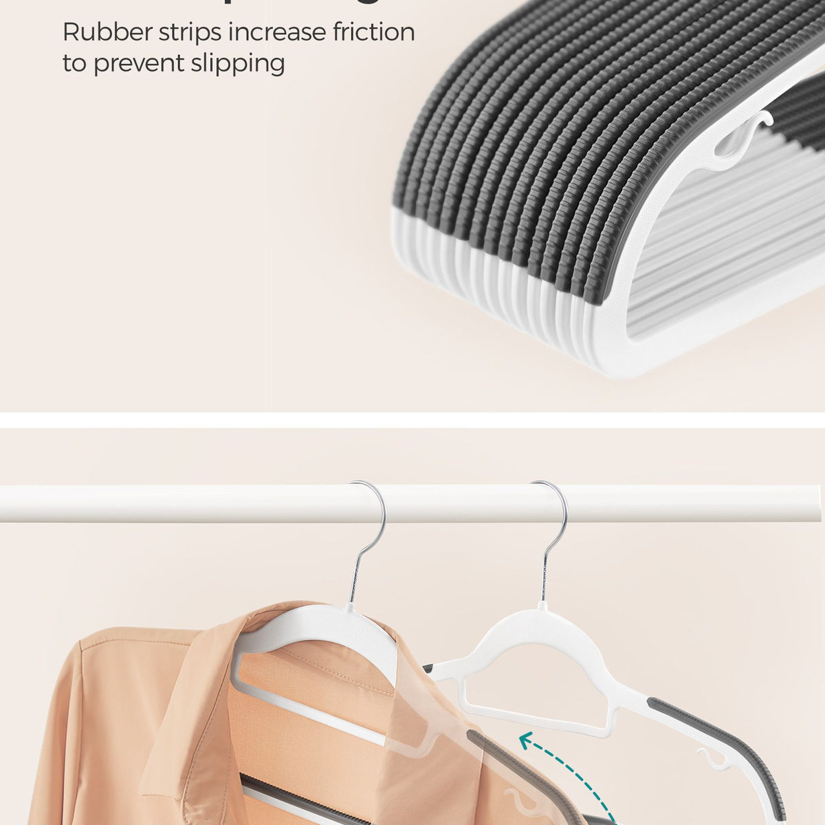 50 Pack Heavy-Duty Plastic Hangers - White, Dark Gray, Silver