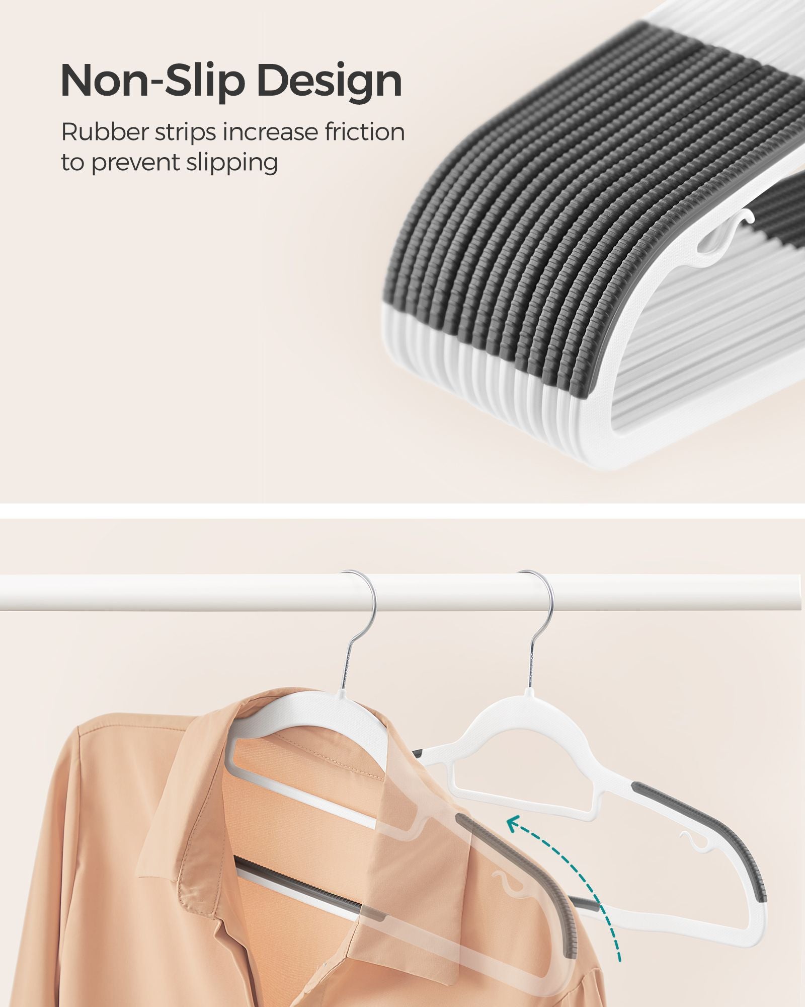 50 Pack Heavy-Duty Plastic Hangers - White, Dark Gray, Silver