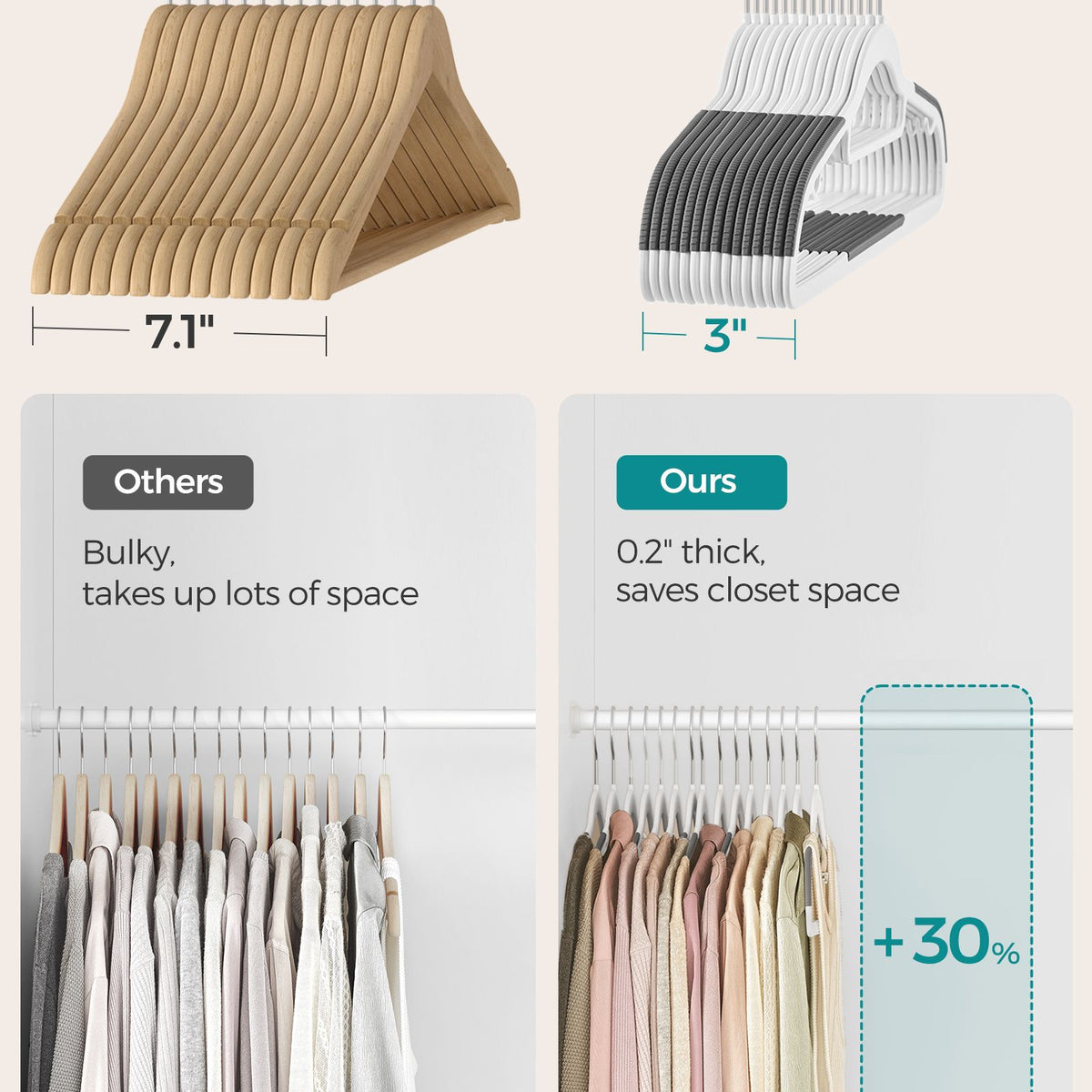 50 Pack Heavy-Duty Plastic Hangers - White, Dark Gray, Silver