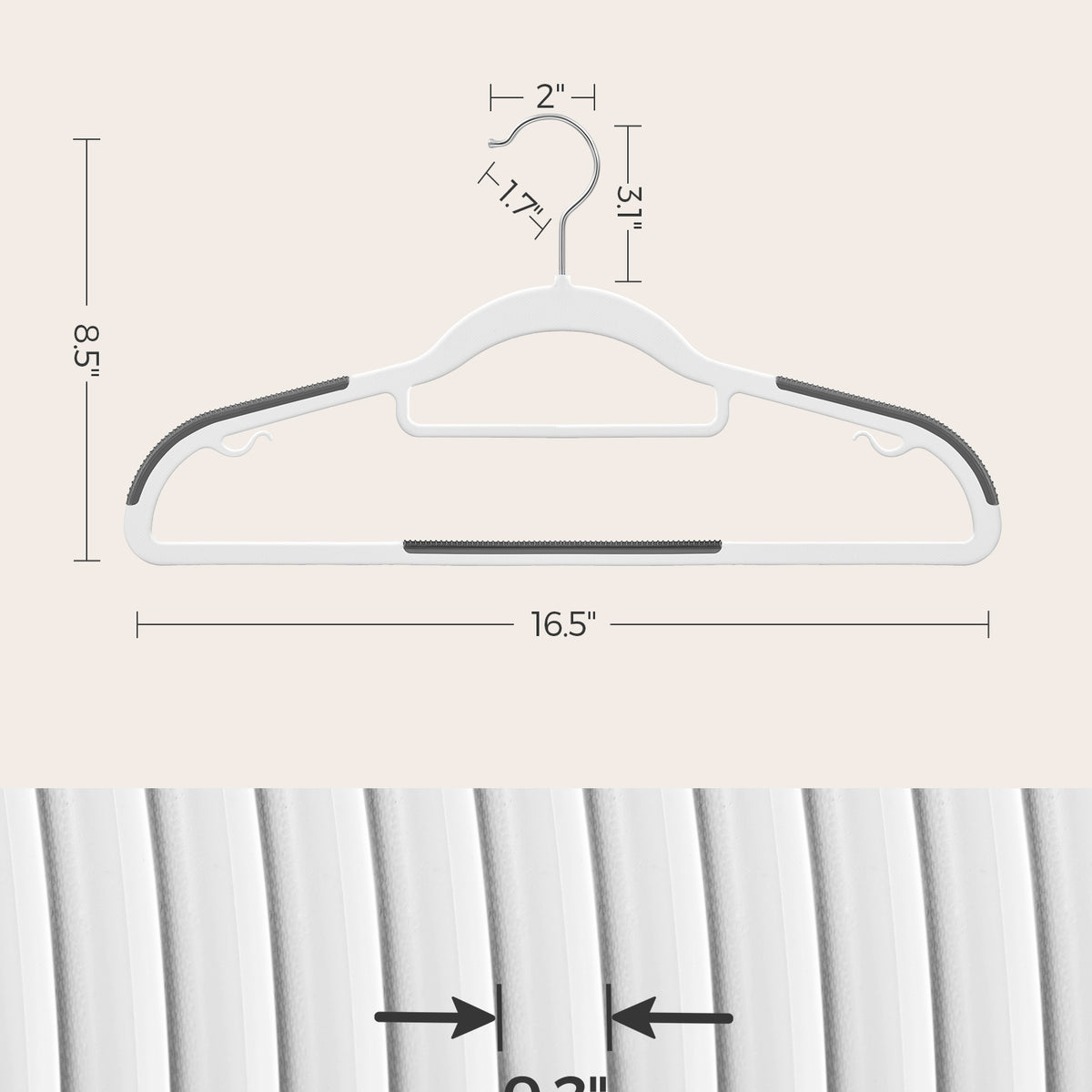 50 Pack Heavy-Duty Plastic Hangers - White, Dark Gray, Silver