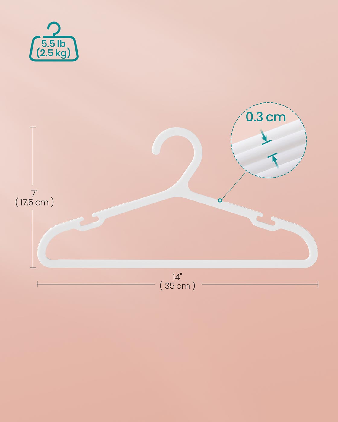 Kids Hangers 60 Pack 14 x 7 Inches Non-Slip Cloud White - Cloud White