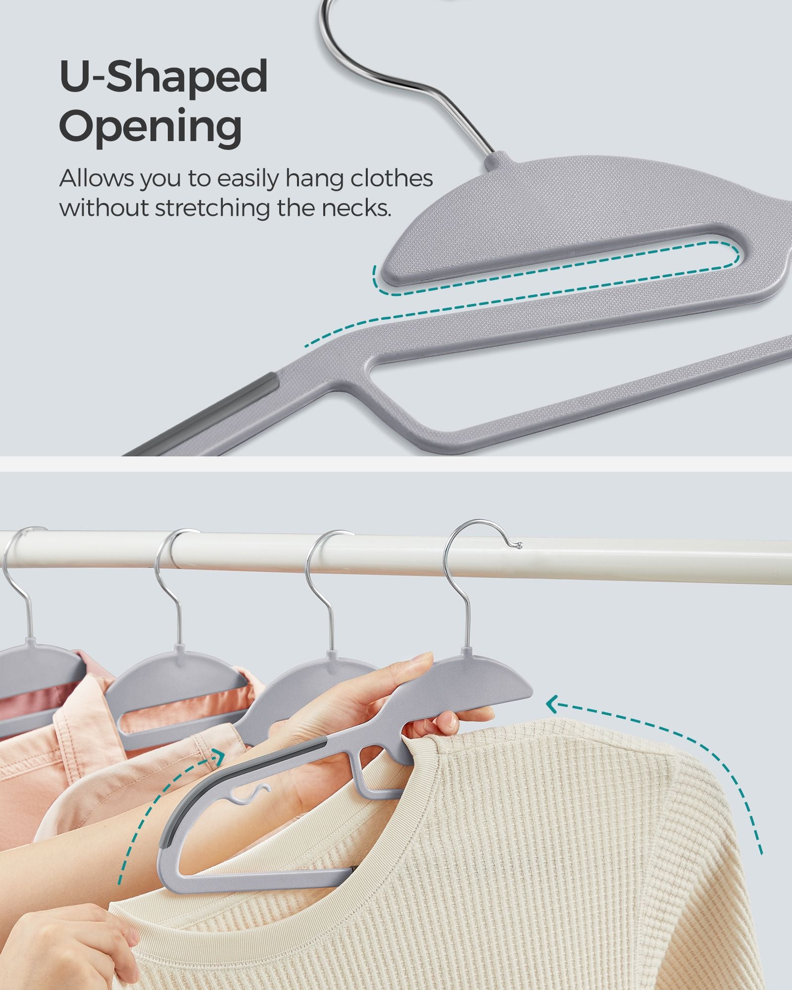 50 Pack Heavy-Duty Plastic Suit Hangers - Light Gray, Dark Gray