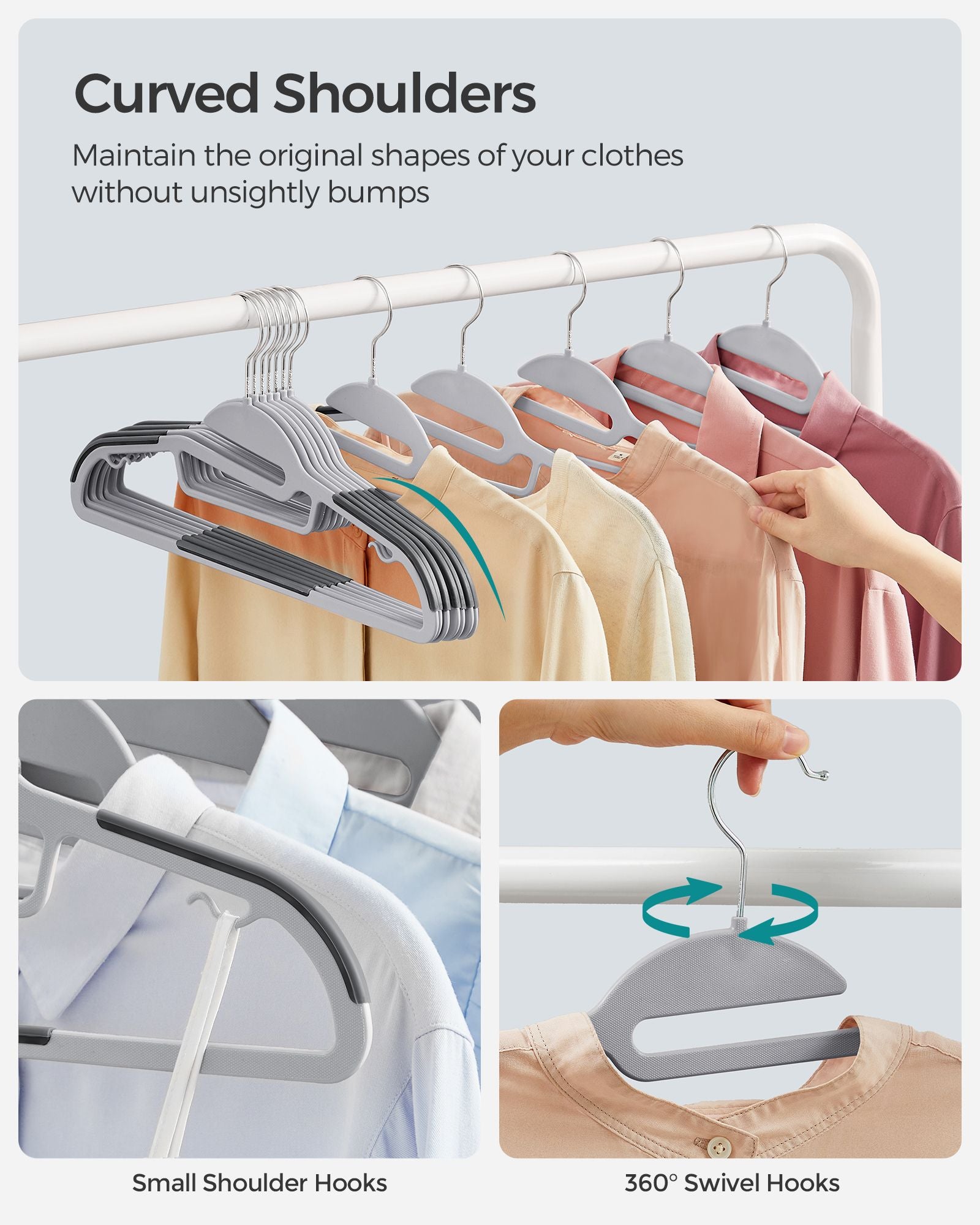 50 Pack Heavy-Duty Plastic Suit Hangers - Light Gray, Dark Gray