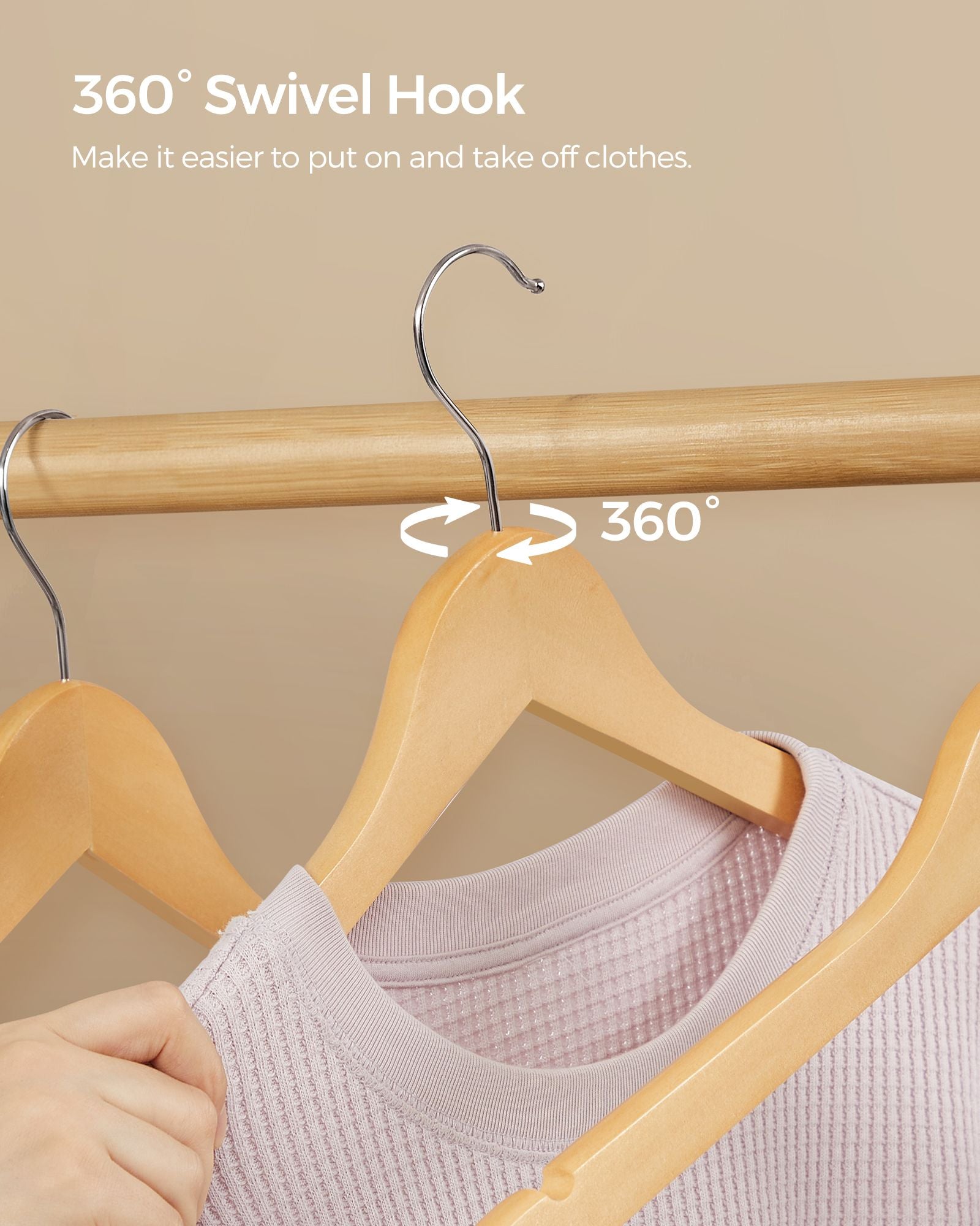 20-Pack Wood Coat Hangers with Shoulder Notches - Natural, Silver