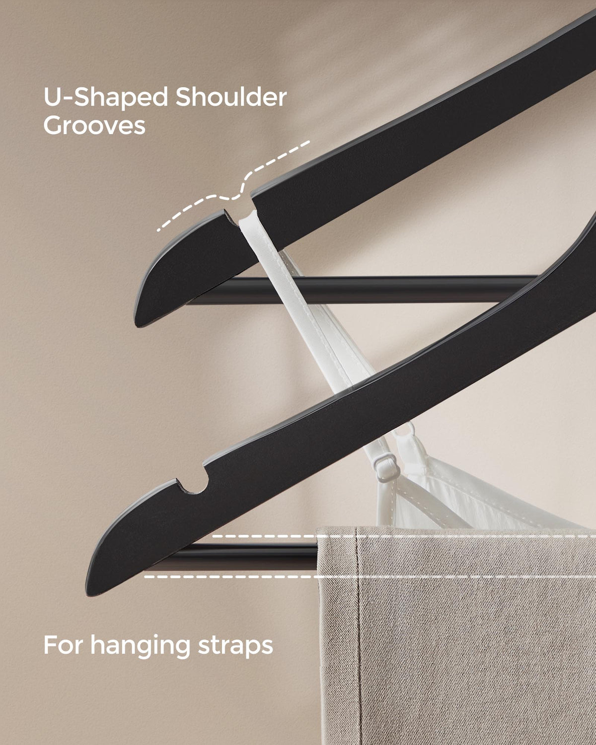 Wood Coat Hangers - Shoulder Notches - 20-Pack