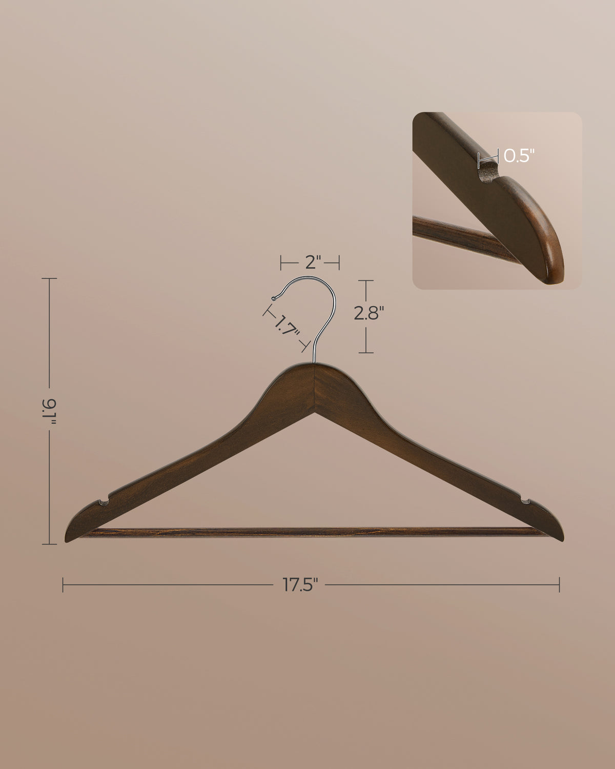 Wood Coat Hangers - Shoulder Notches - 20-Pack