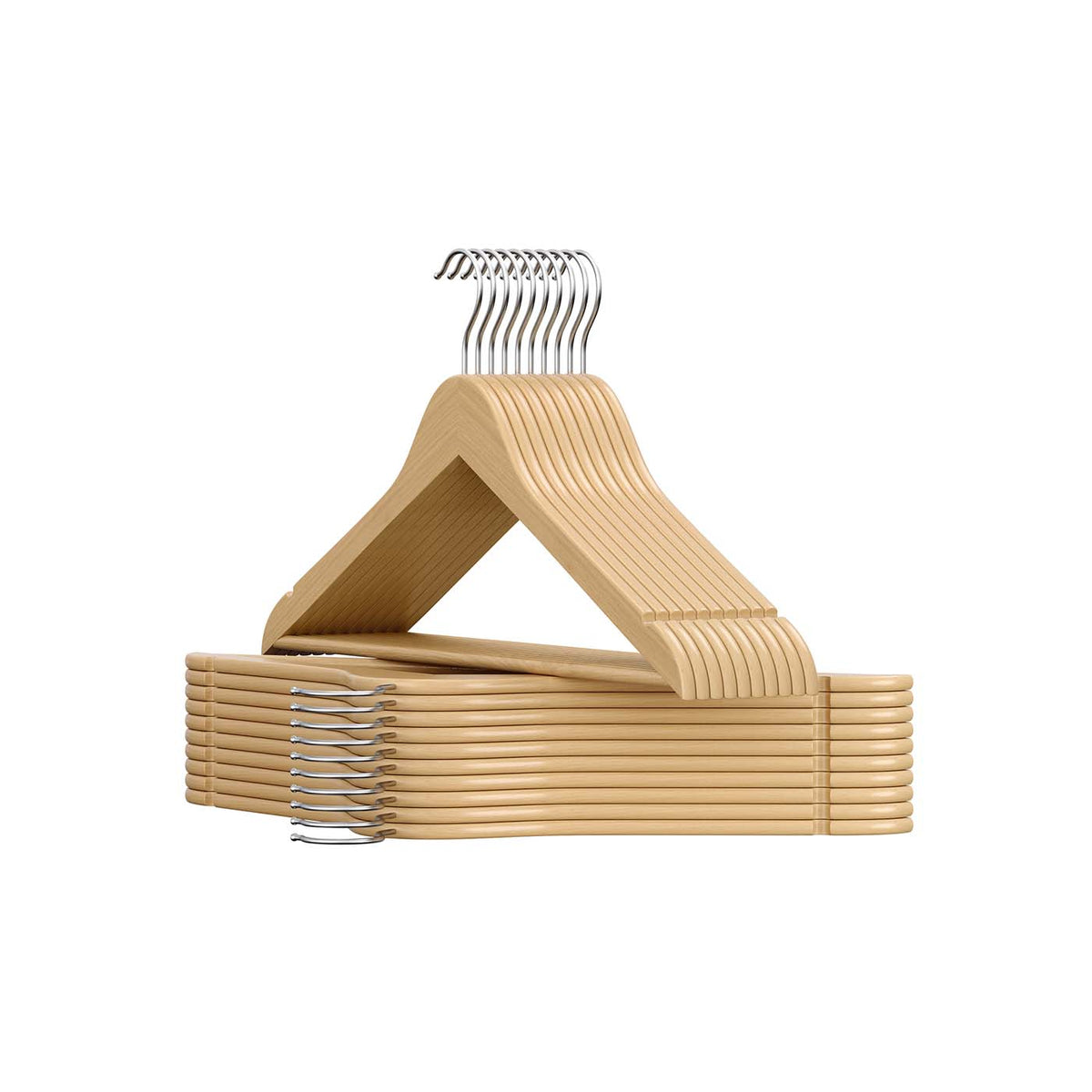 Wooden Hangers with 360° Swivel Hooks - Pack of 30 - Natural Beige (UCRW040K01)
