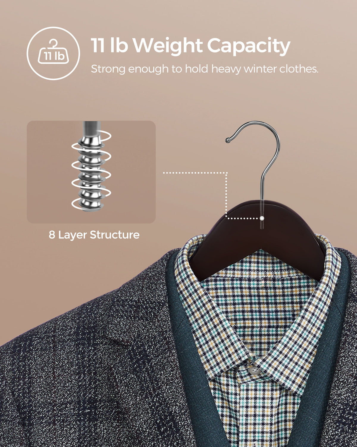 Wood Coat Hangers - Shoulder Notches - 20-Pack