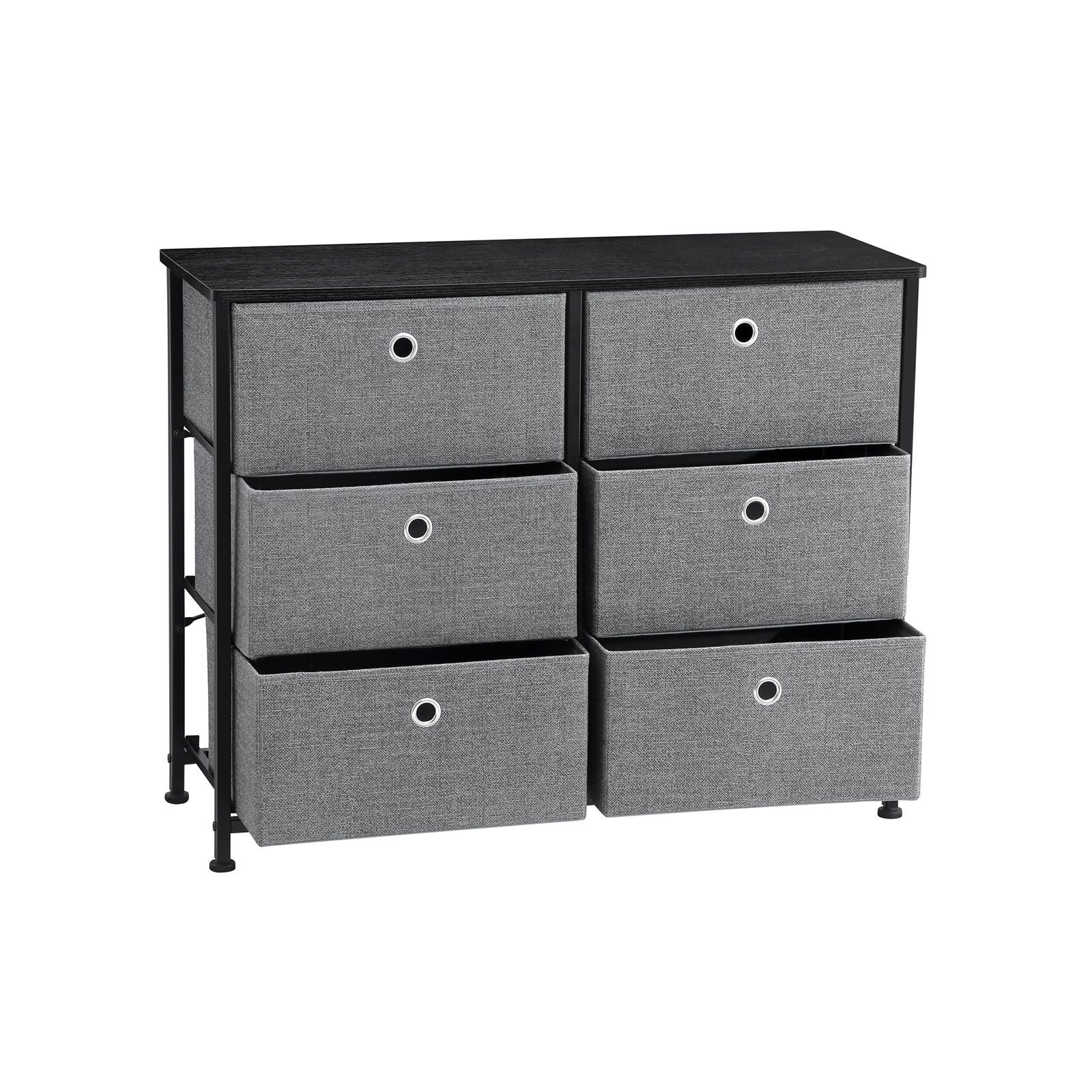 Dresser - Storage Unit with 6 Easy Pull Fabric Drawers - Dresser Drawer - Organizer Unit with Metal Frame - Wooden Tabletop - for Closet - Gray ULTS23G