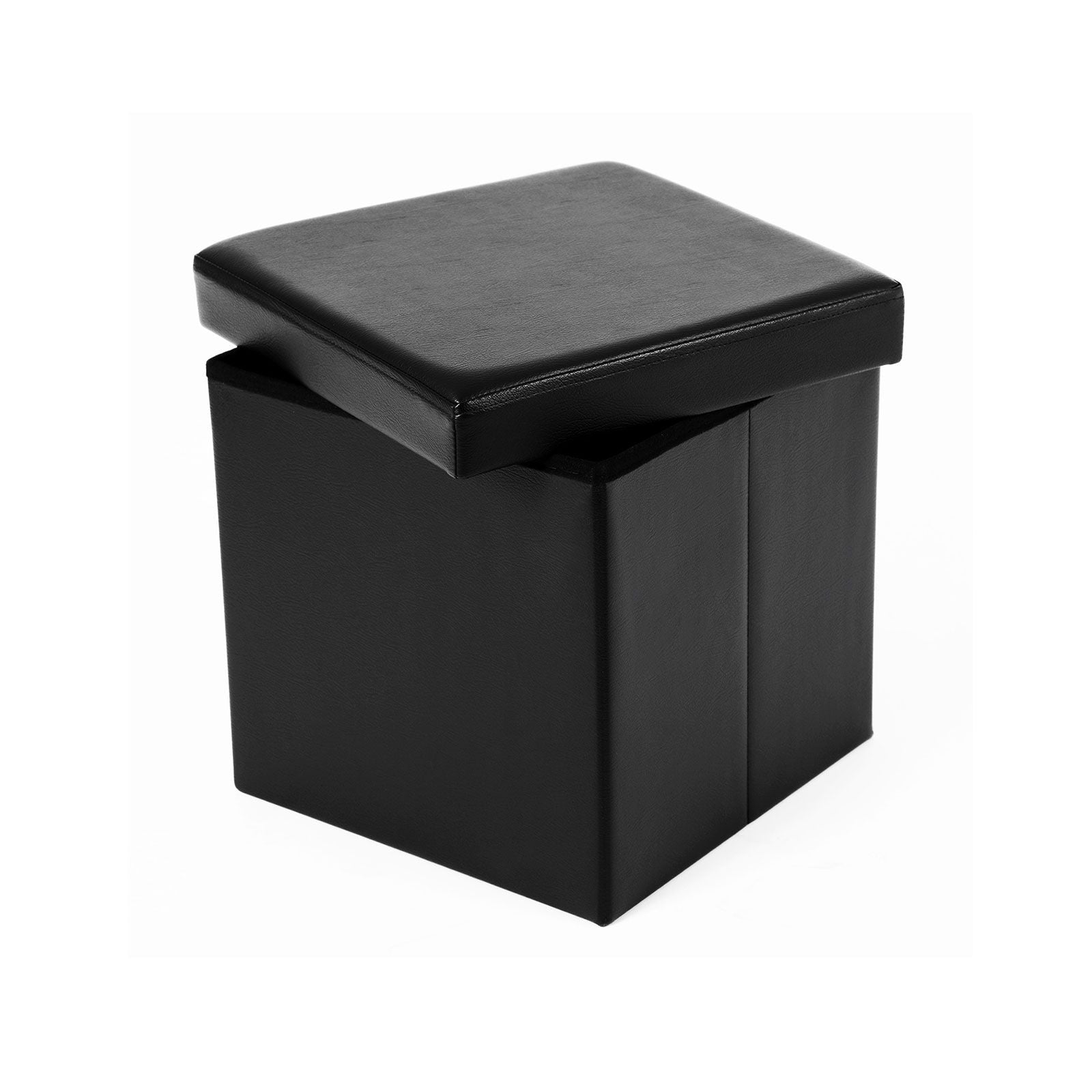 Folding Storage Ottoman Cube - Black