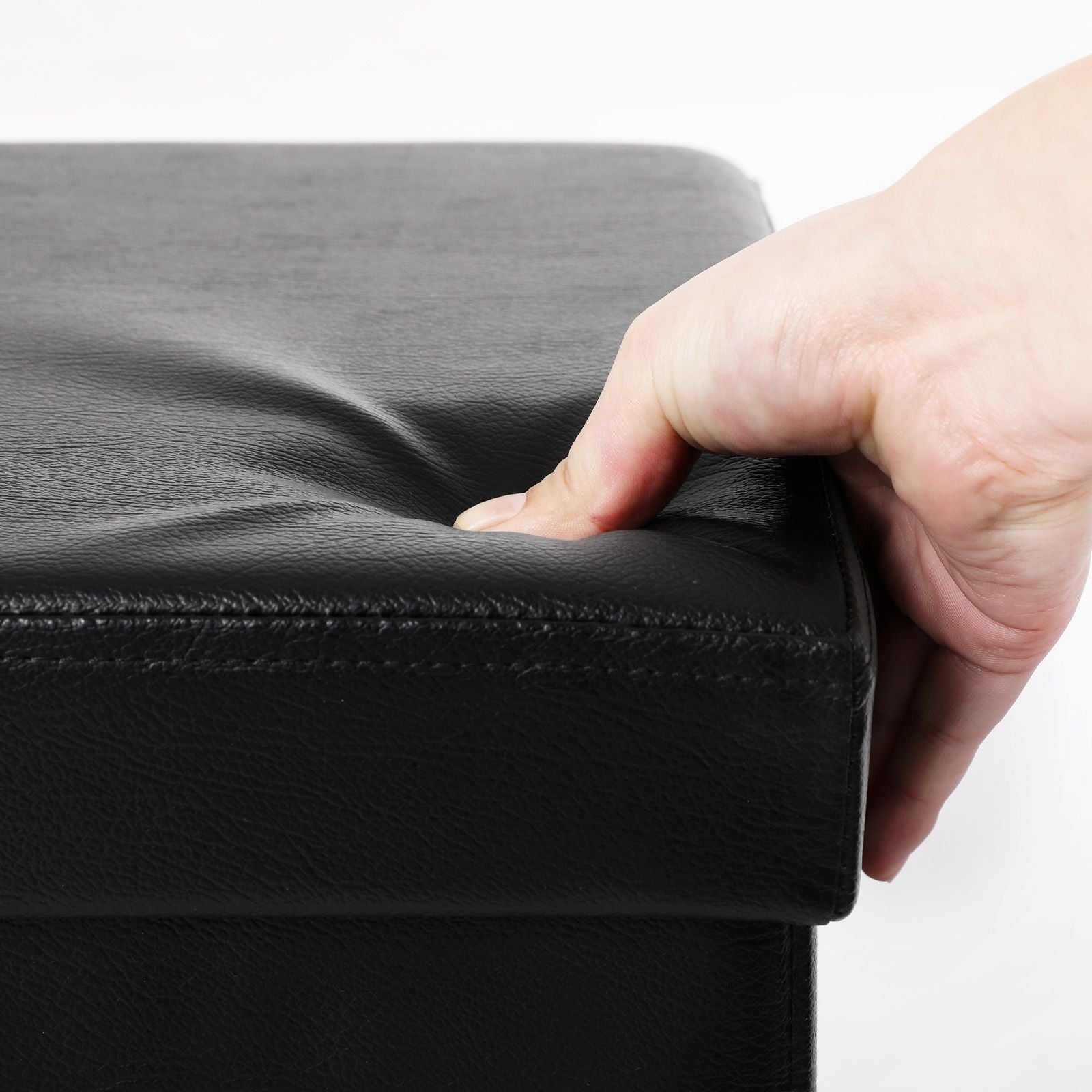 Folding Storage Ottoman Cube - Black