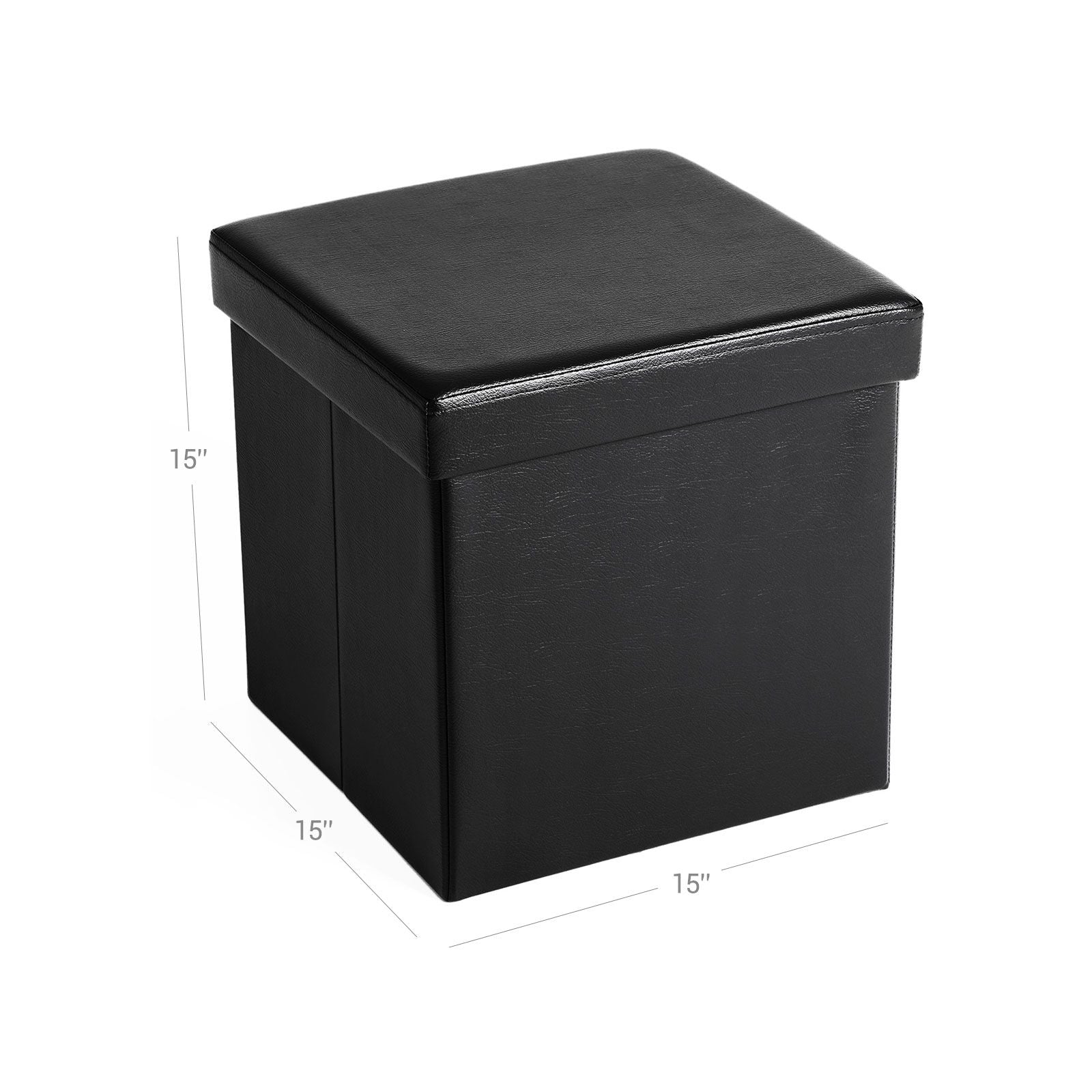 Folding Storage Ottoman Cube - Black