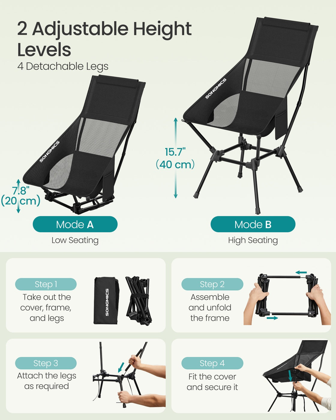 Lightweight Folding Camping Chair with Steel Frame