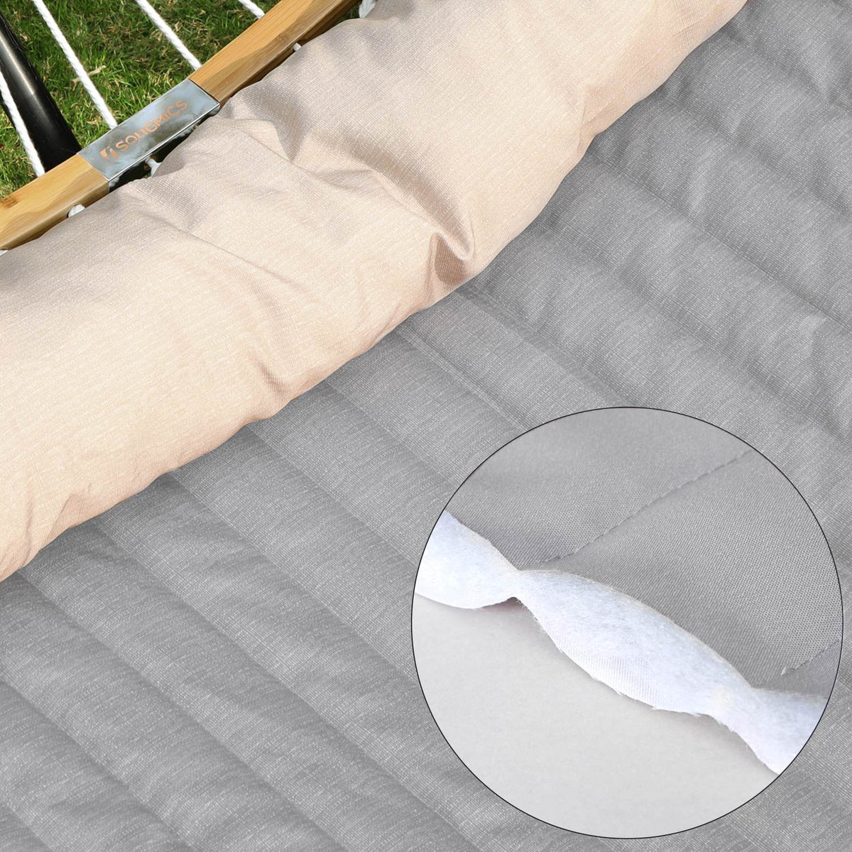 Quilted Hammock with Curved Bamboo Spreaders - Pillow