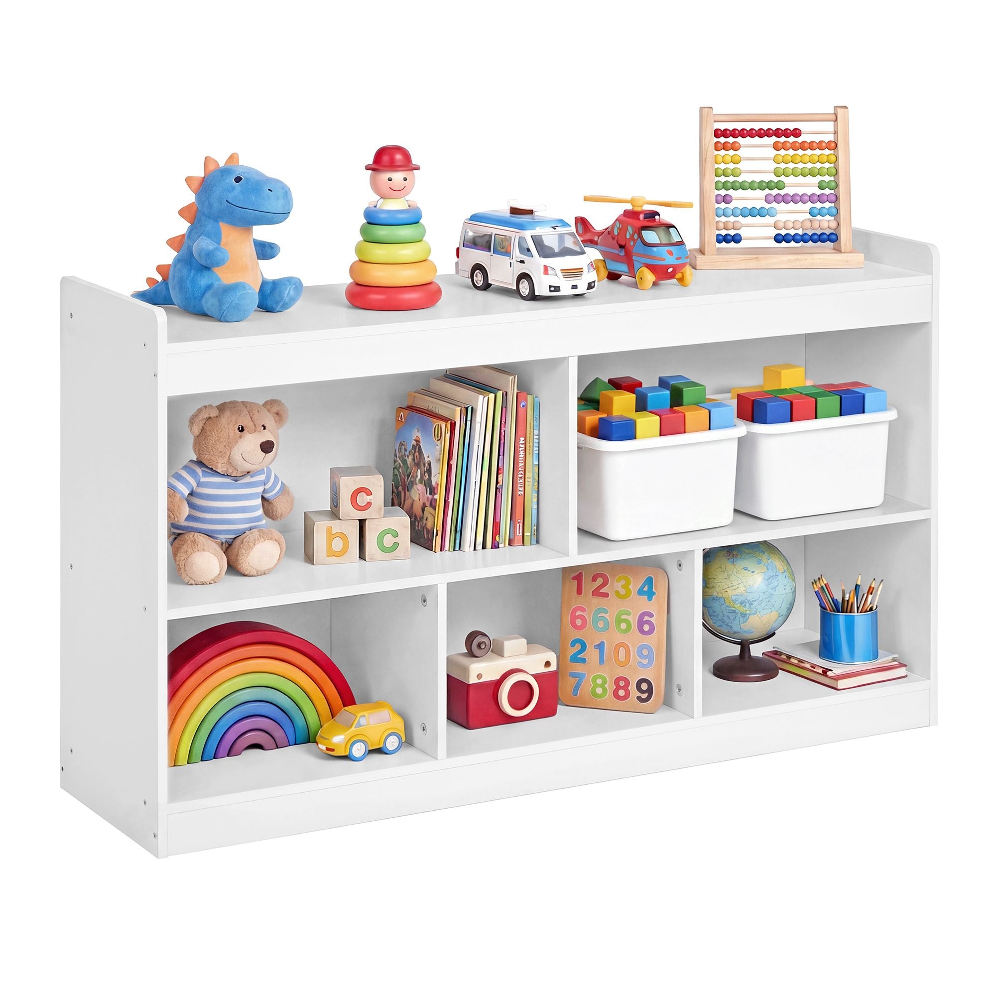 Kids' Toy Storage Shelf - Montessori Shelf with 5 Compartments | Storage Unit for Children's Room Playroom - Beech Beige - CUSTOS Collection - UGKR052YZ01